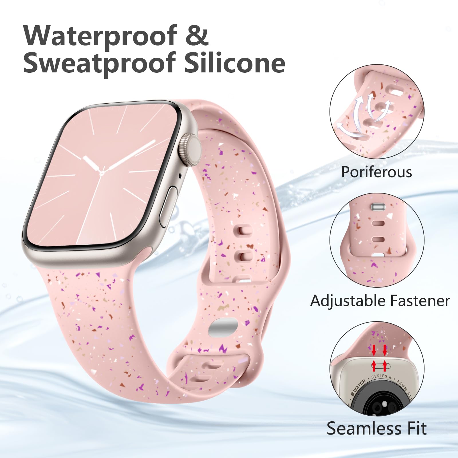 Imivio Sport Band Compatible With Apple Watch Band 40Mm 38Mm 41Mm 42Mm 44Mm 45Mm 49Mm For Women Men, Soft Silicone Waterproof Re