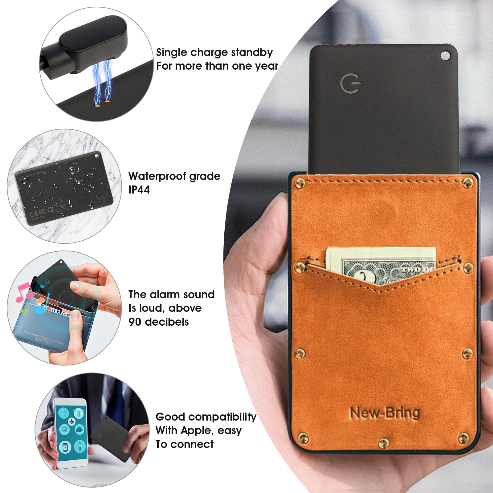 Wallet Tracker Card (Only Ios), Upgraded Smart Key Tracker Works With Apple Find My,A Rechargeable Wallet Finder,Can Emit Multip