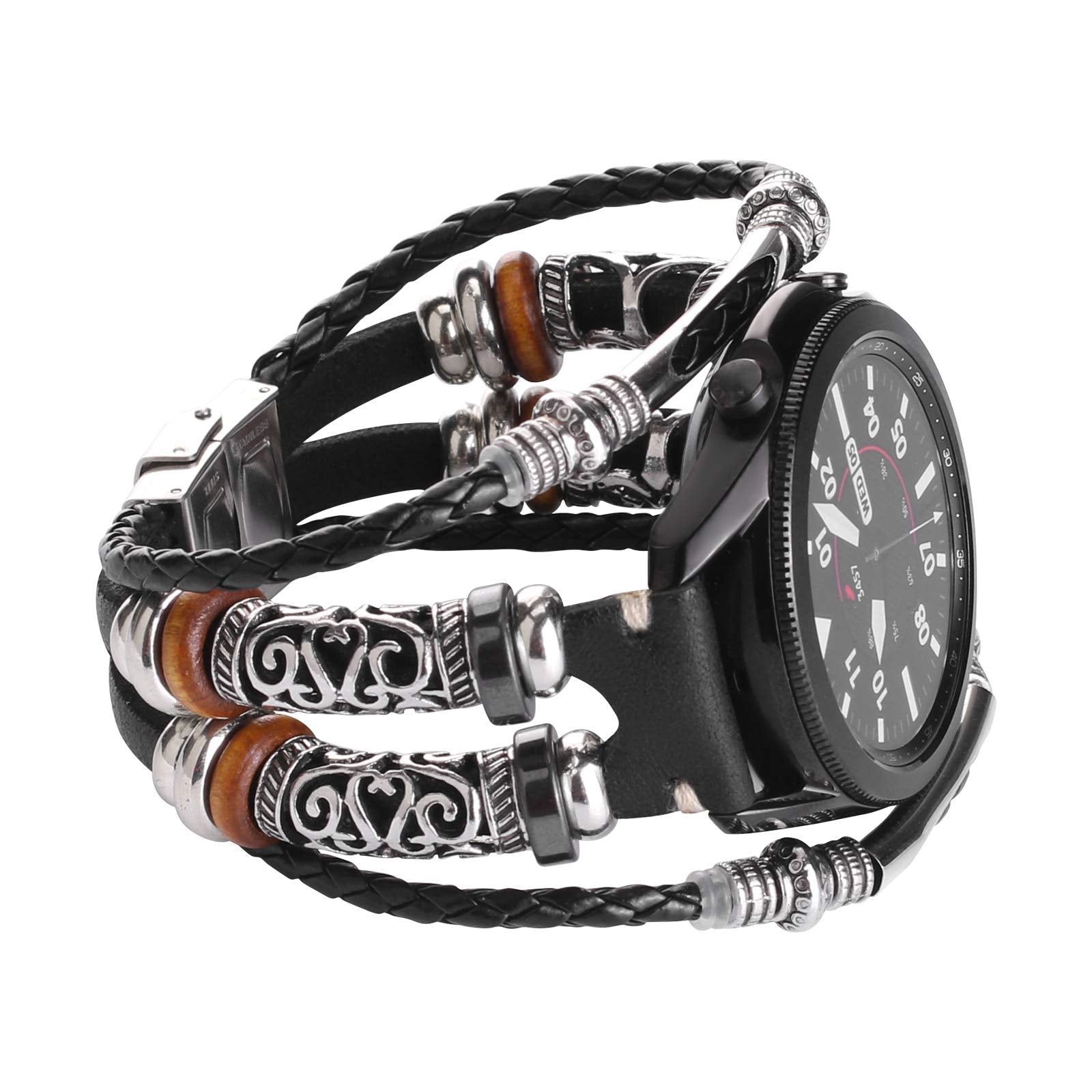 Konafei Compatible With Samsung Galaxy Watch 7&Fe&6&5&4&3 Band/40Mm 44Mm/Watch 5 Pro/Watch 6&4 Classic 43Mm/47Mm/42Mm/46Mm/Active 2/Garmin Venu, 20Mm Leather Bracelet Metal Buckle Strap For Women&Men