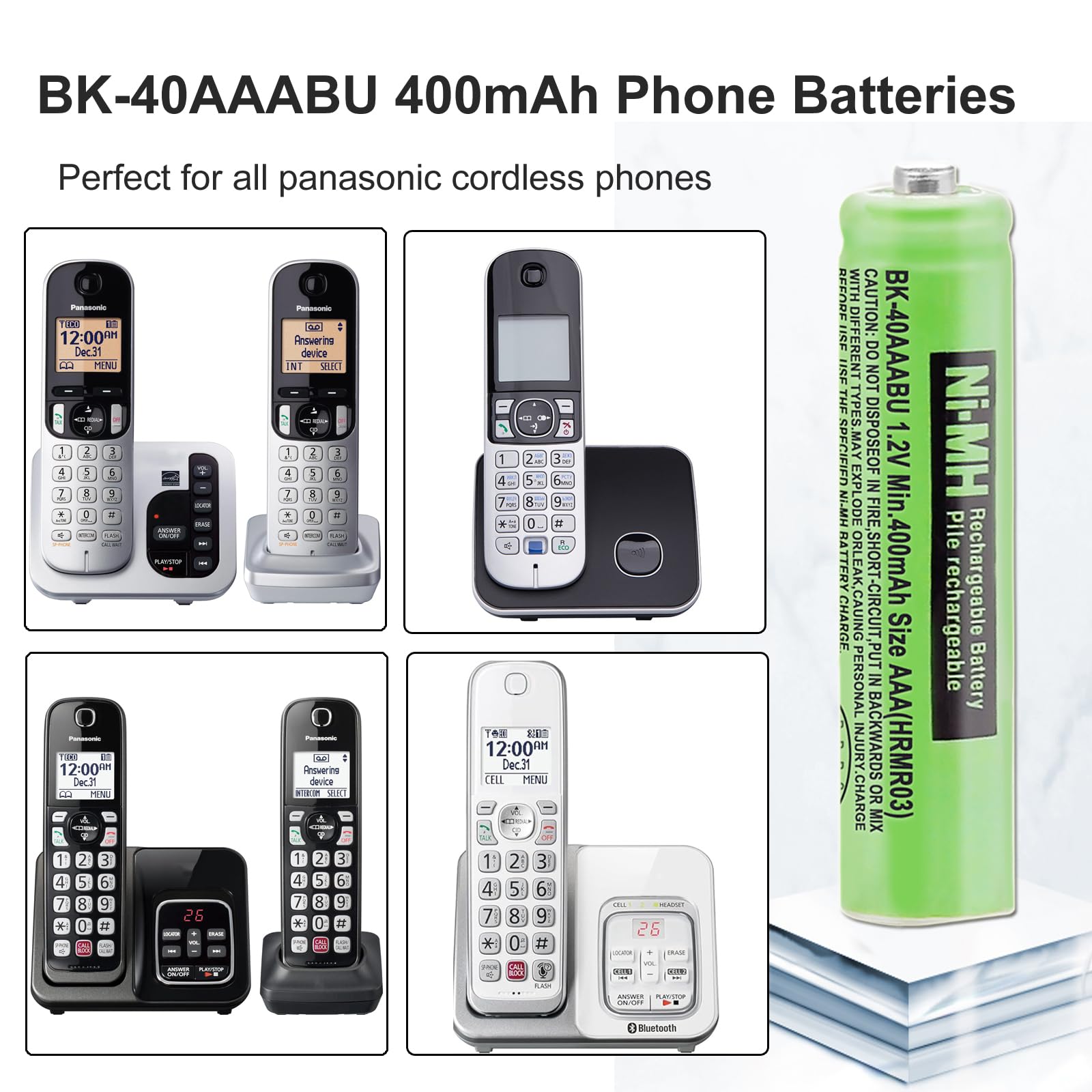 Osim 2Pack Bk-40Aaabu Ni-Mh Aaa Rechargeable Batteries 1.2V Aaa Ni-Mh Rechargeable Batteries 400Mah For Panasonic Cordless Phone