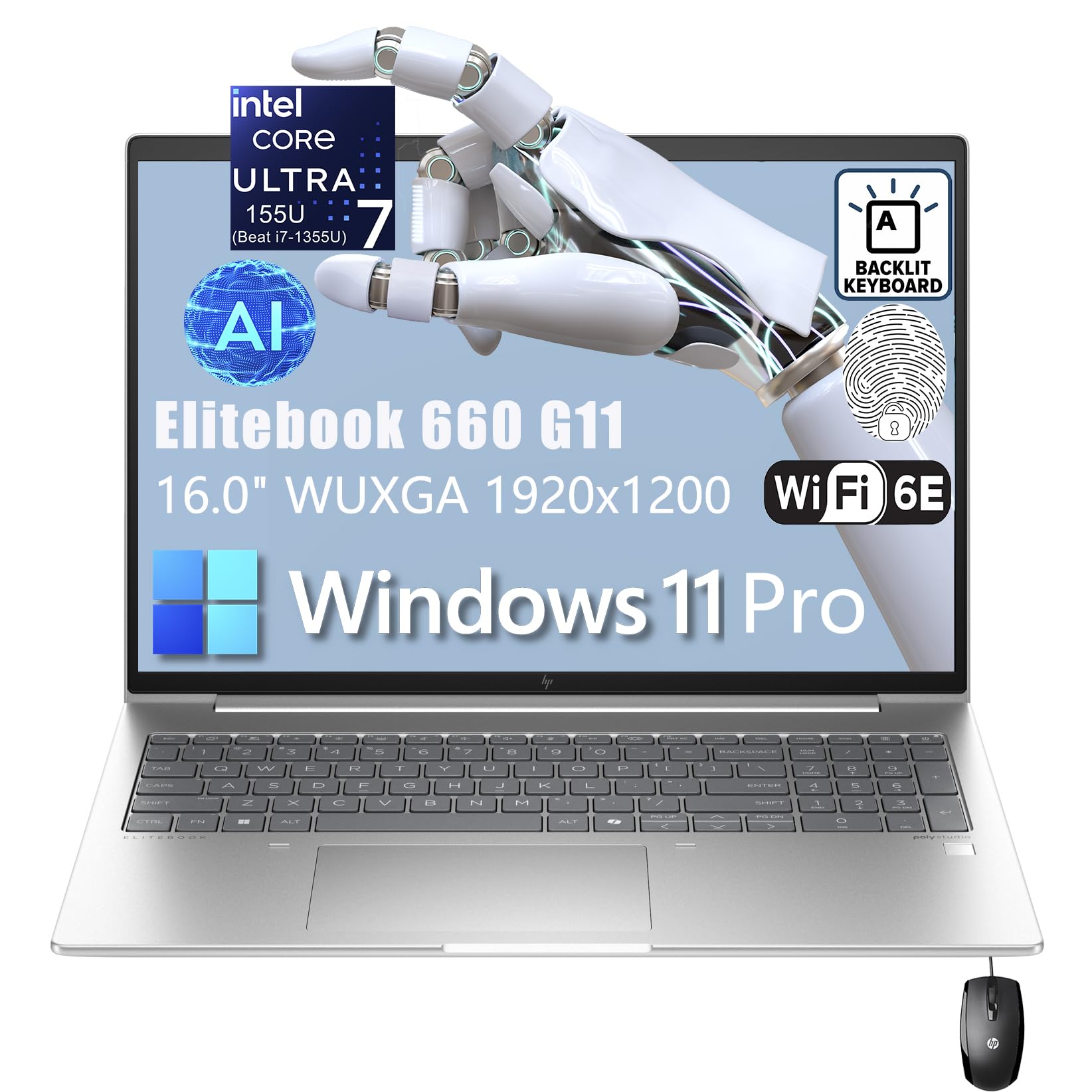Hp Elitebook 660 G11 16'' Fhd+ Business Copilot Ai Laptop Computer, Intel Ultra 7 155U (Beat I7 1355U), 32Gb Ddr5 Ram, 1Tb Pcie