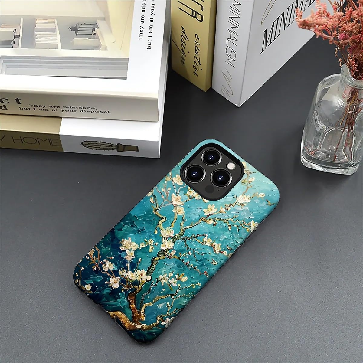 Goodsprout Case Compatible With Iphone 16 Pro Max, Oil Painting Floral Printing Girl Hybrid 2-Layer Hard Shell + Silicone Protec