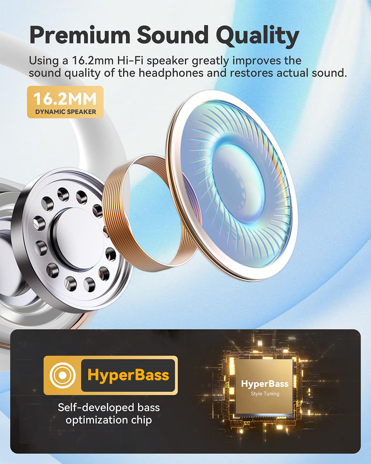 Emeet Airflow Open Ear Headphones With Mic, Bluetooth 5.3 Wireless Headsets With Detachable Microphone, Enc Noise Cancelling, Mu