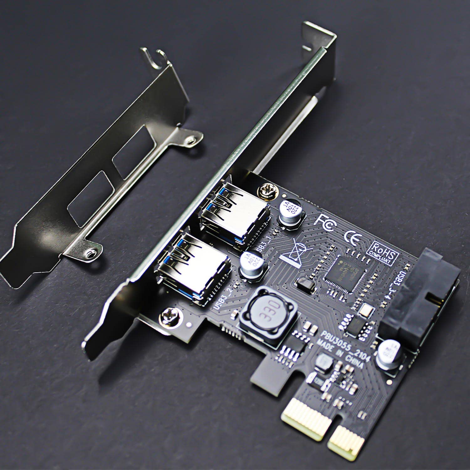 Glotrends U3055 N Usb 3.2 Gen1 5Gbps Pcie Expansion Card With 19Pin Usb Header, Low Profile Bracket Included, Compatible With Wi