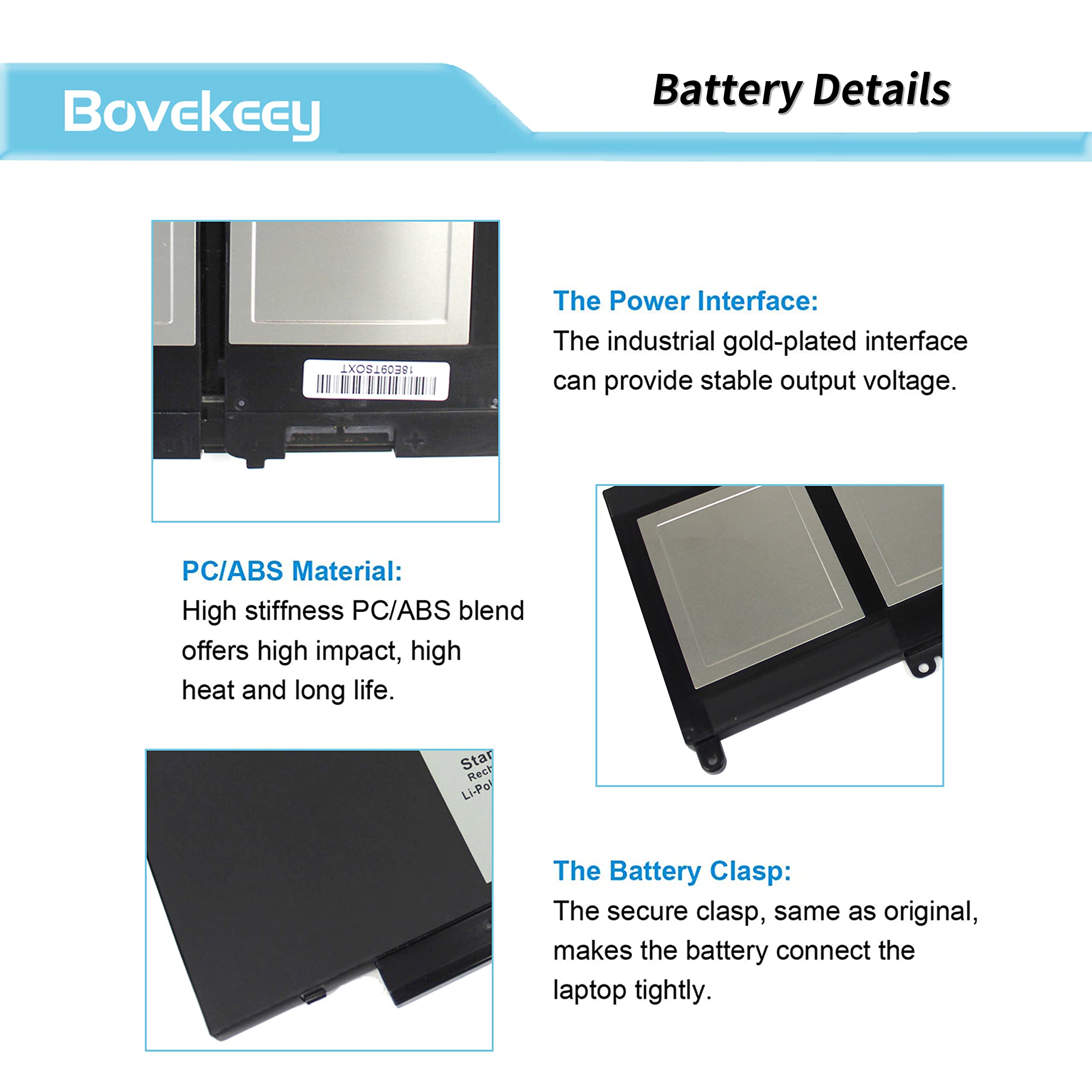 Bovekeey G5M10 Battery 7.4V 51Wh For Dell Latitude 14 15 E5450 E5550 E5250, 15.6 Inch, 8V5Gx R9Xm9 1Ky05 08V5Gx Vmkxm 5Xfwc Pf59