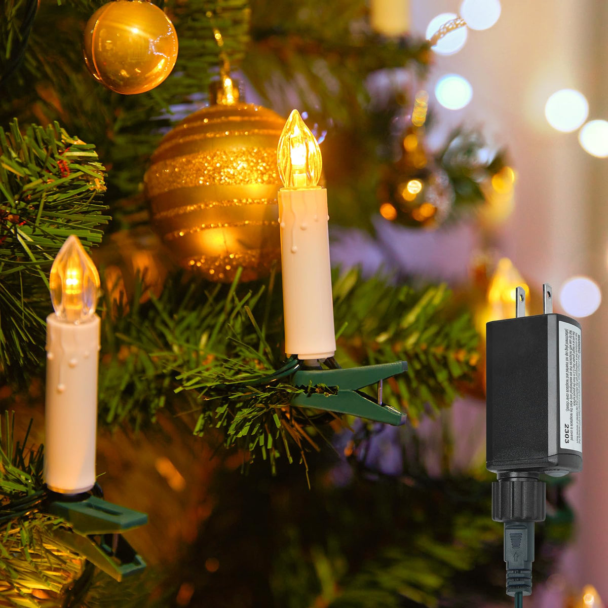 Christmas Tree Candle String Lights Plug In, 50 Led Flameless Candle Lights With Clips, 48Feet Candle Twinkle Lights For Xmas Tr