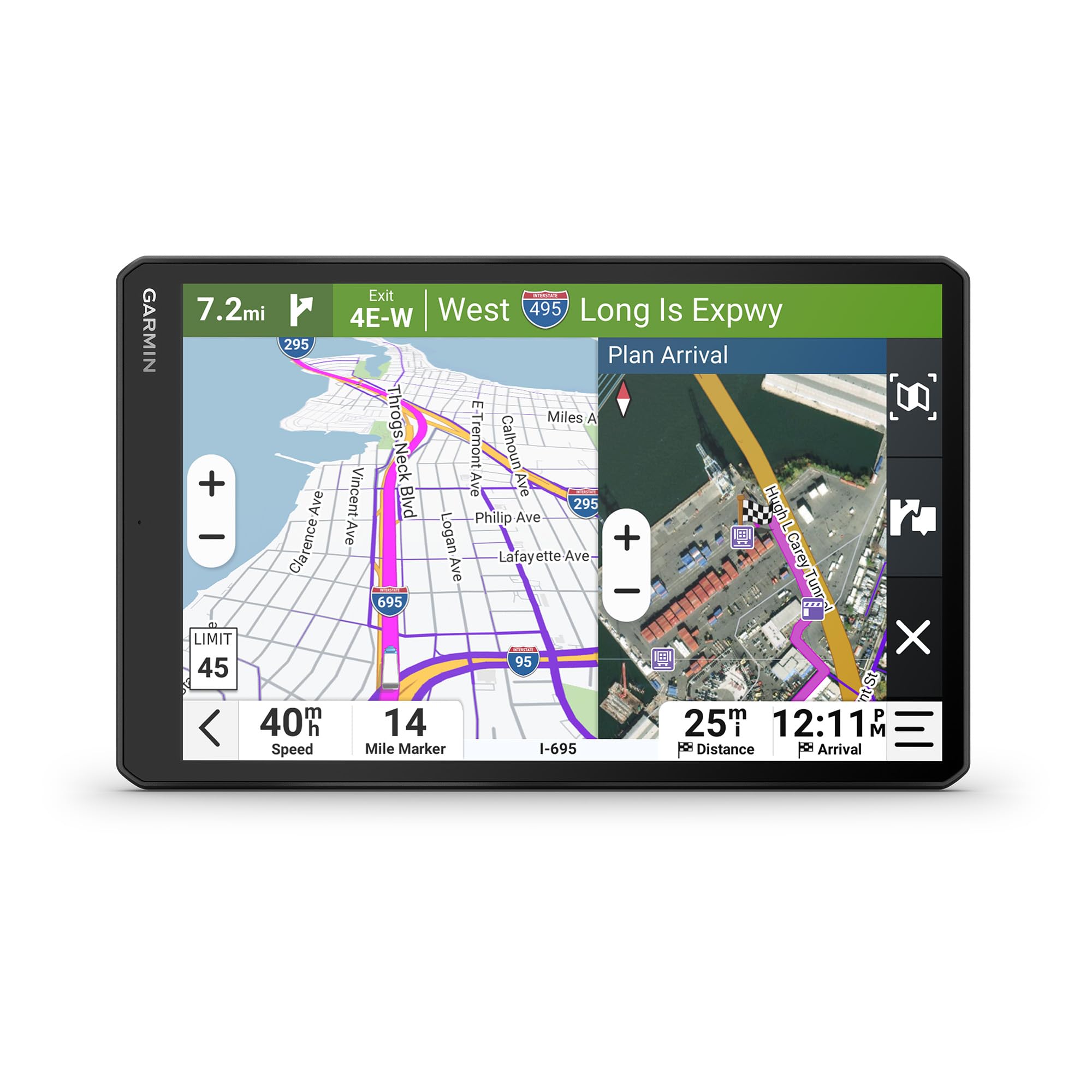 Garmin dezl OTR1020, Extra-Large High-Res 10    GPS Truck Navigator, Custom Truck Routing, Satellite Imagery, Wind Speed, Commun
