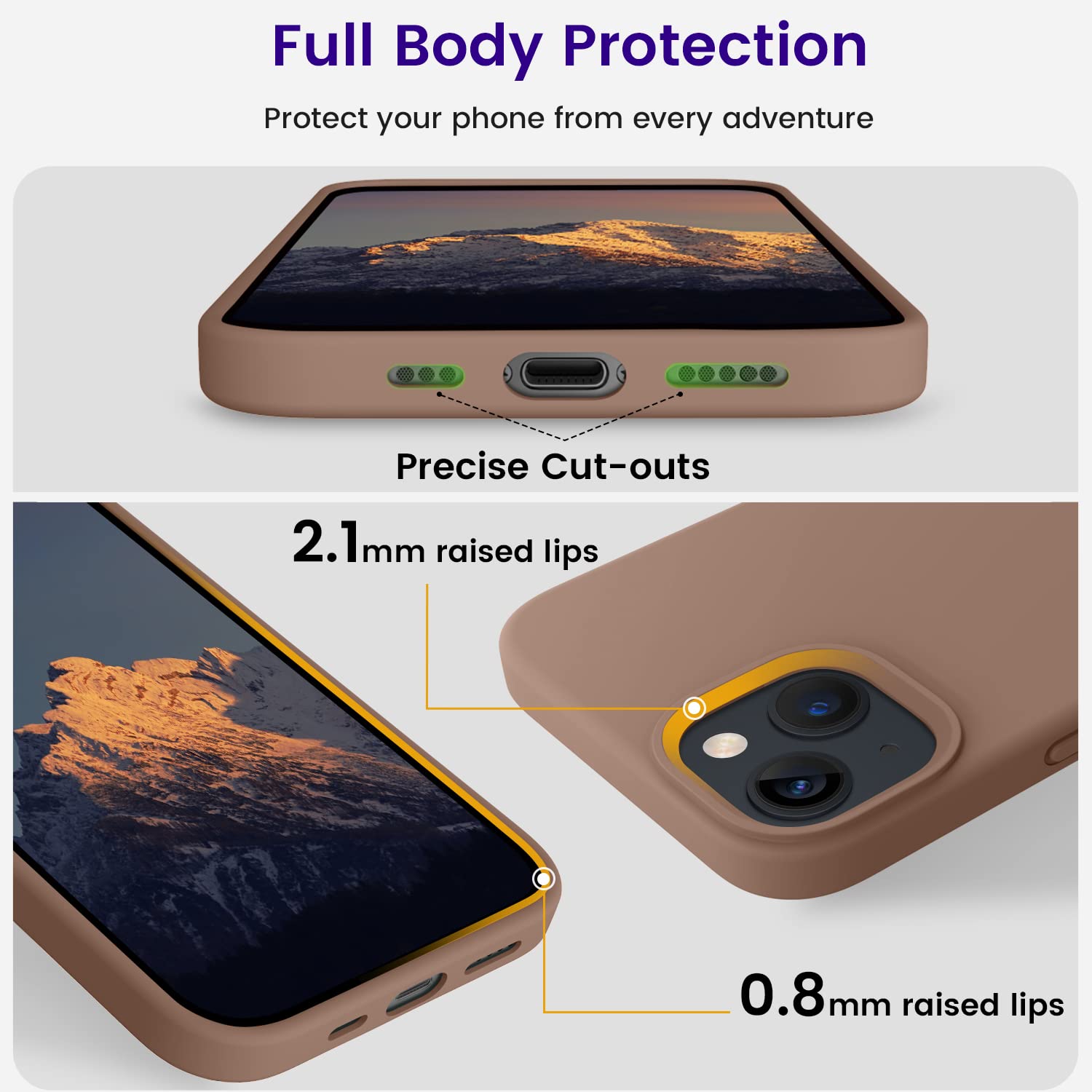 Otofly Designed For Iphone 14 Case, Silicone Shockproof Slim Thin Phone Case For Iphone 14 6.1 Inch (Light Brown)