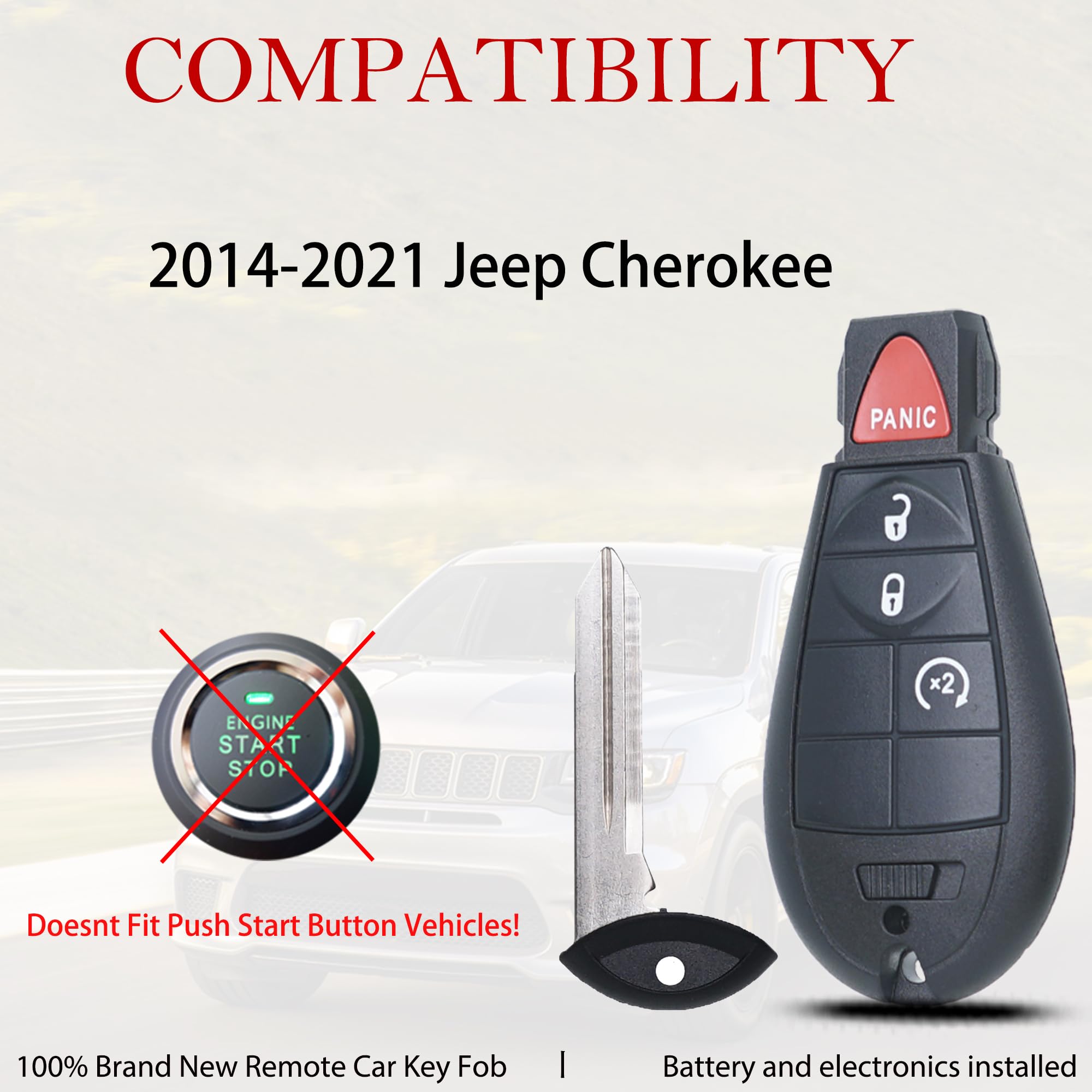 Mechanmagic Key Fob Compatible With Jeep Cherokee 2014 2015 2016 2017 2018 2019 2020 2021 Keyless Entry Remote Control Key Repla