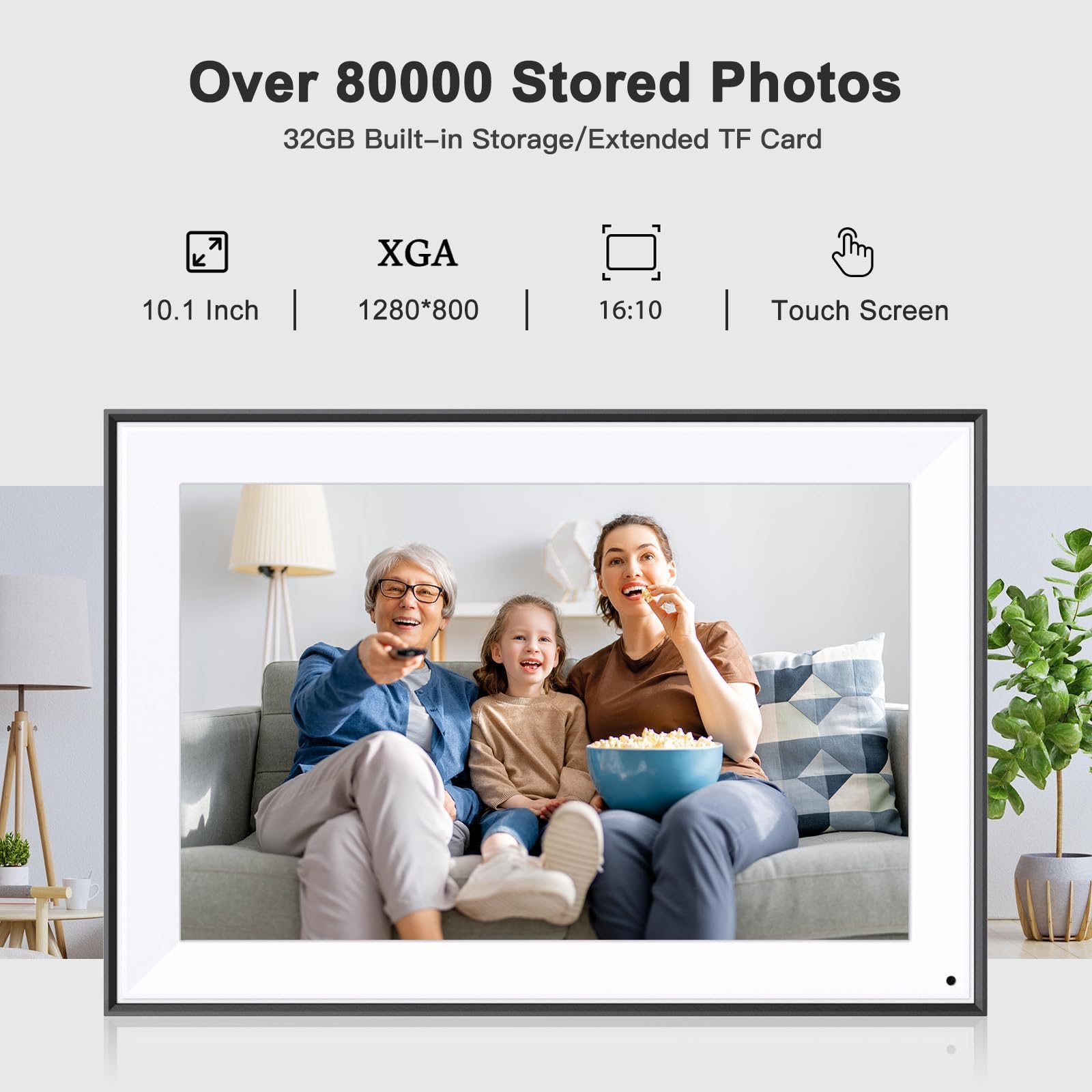 Digital Photo Frame 10.1'' Smart Digital Picture Frame   Ips Touch Screen, Auto Rotate, Slideshow, Load Photo Video From Phone T