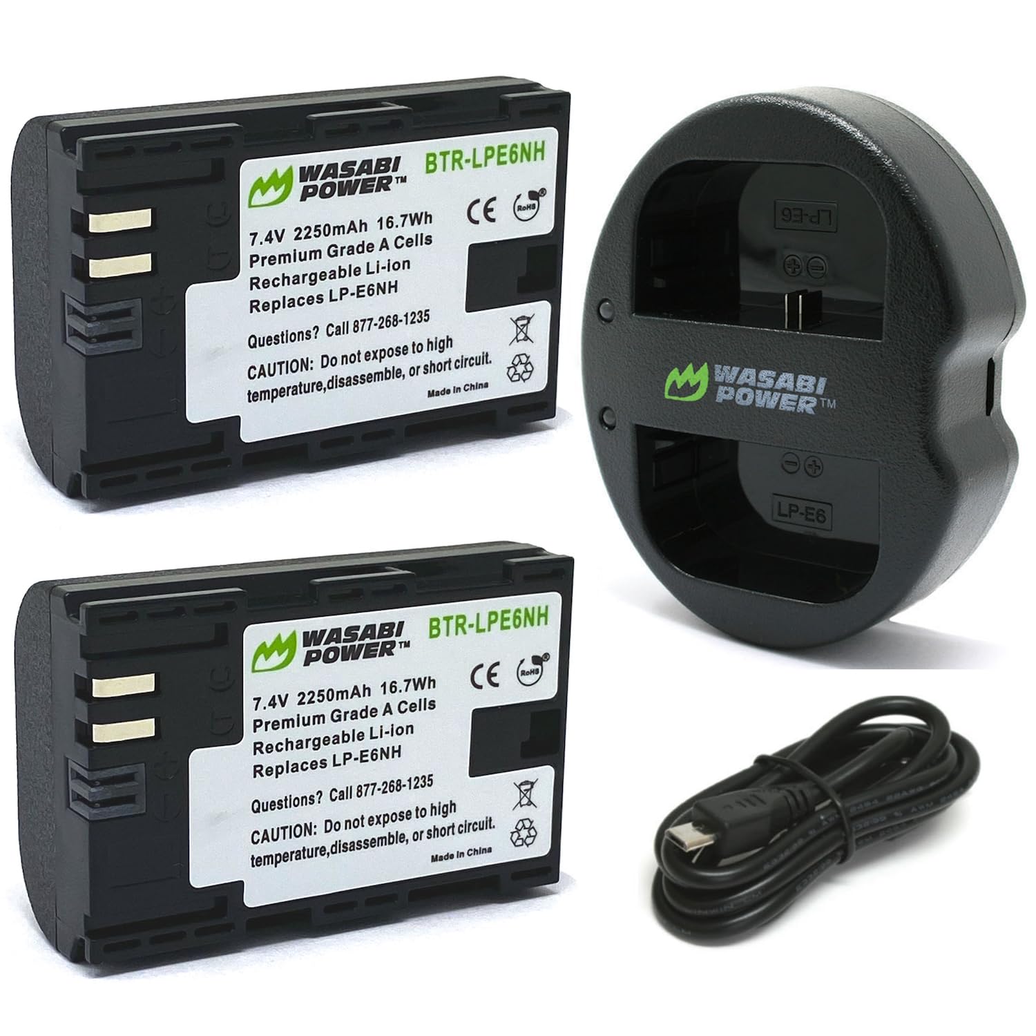 Wasabi Power Lp E6Nh Battery (2 Pack) & Dual Usb Charger For Canon Eos 5D Mark Ii/Iii/Iv, 5Ds, 5Ds R, 6D, 6D Mark Ii, 7D, 7D Mar