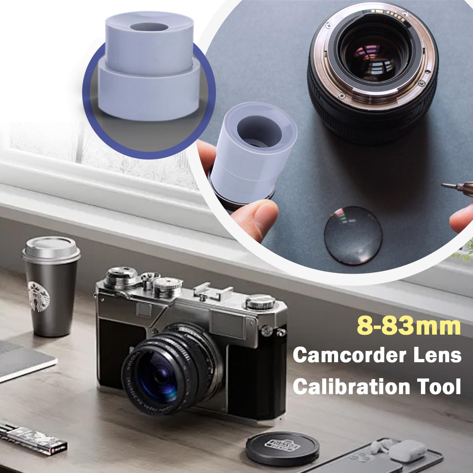 Yoidesu Dslr Digital Camera Camcorder Lens Tool, 9Pcs Lens Remover Ring, Rubber Repair Removal Kit, 8 83Mm Camcorder Lens Calibr