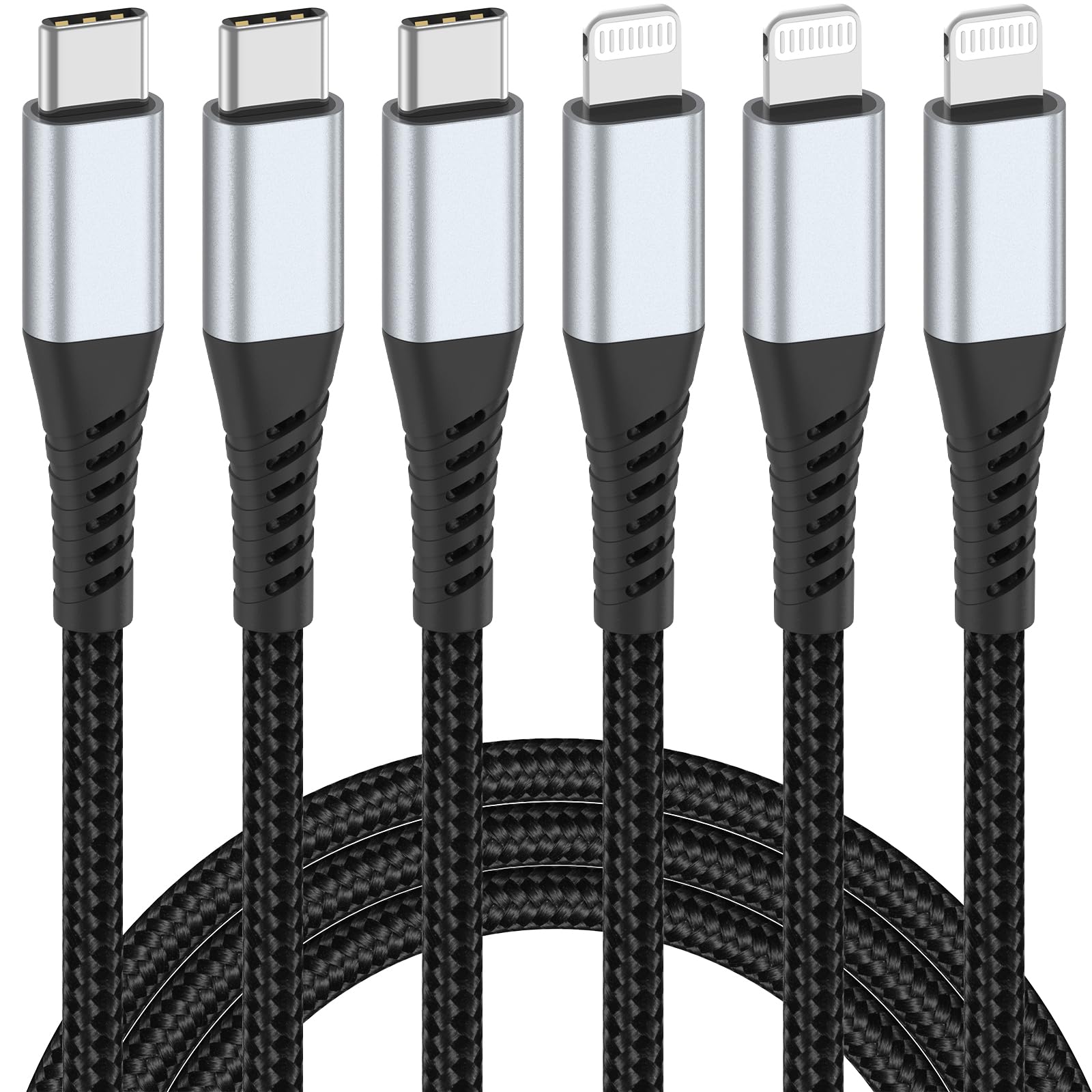 Acevien 2Ft Usb C To Lightning Cable, 3Pack Short Iphone Charging Usb C Cable Braided 2 Foot Pd Fast Charging Compatible With Ip