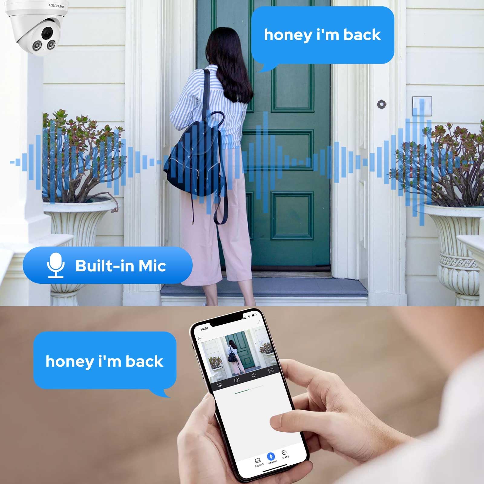 Vikylin 5Mp Ip Poe Security Camera With Smart Dual Light Full Color Night Vision, Built In Mic,Active Deterrence For Human Detec