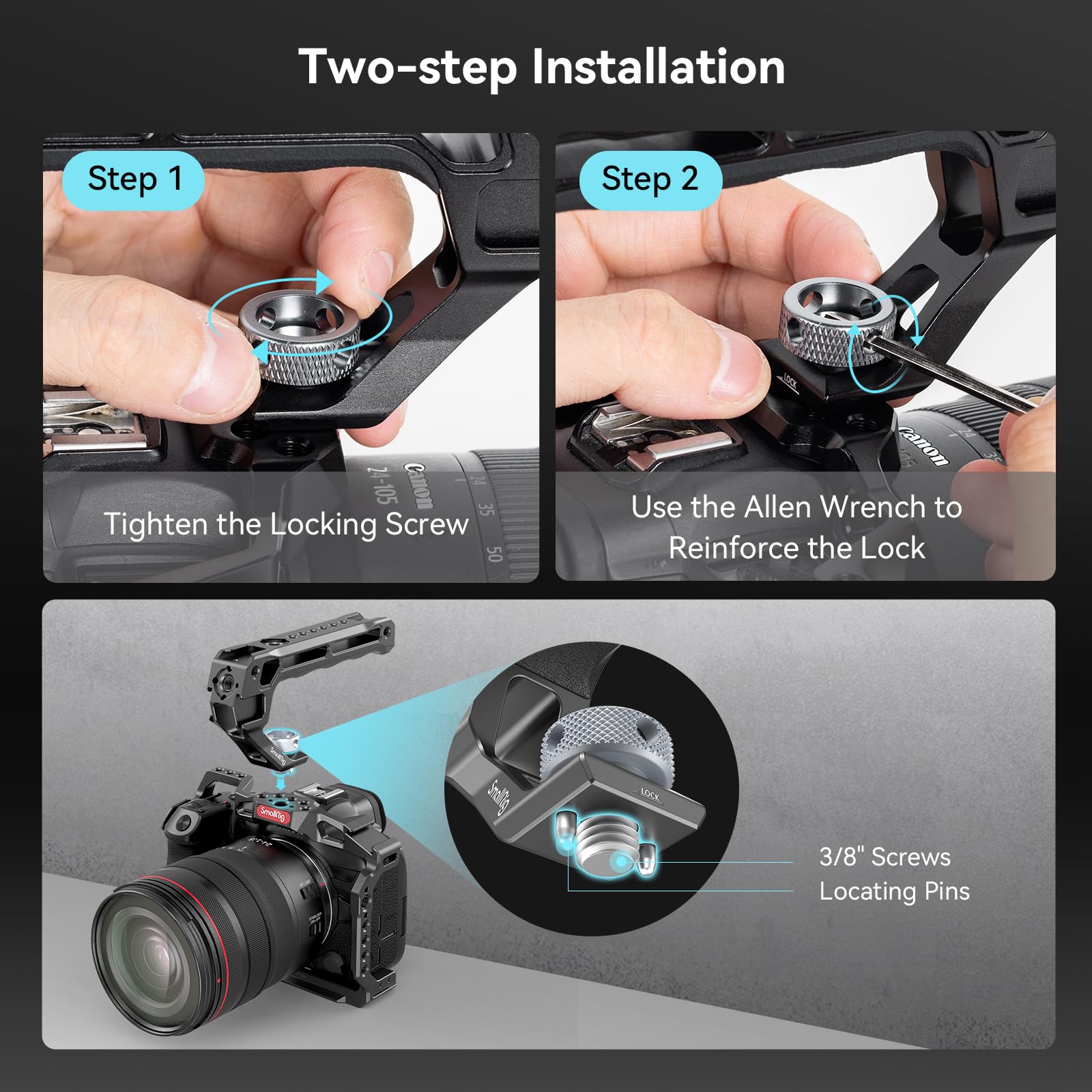 Smallrig Top Handle With 3/8-16 Locating Pins For Arri Grip For Camera Cage, Universal Video Rig With 5 Cold Shoe Adapters To Mo
