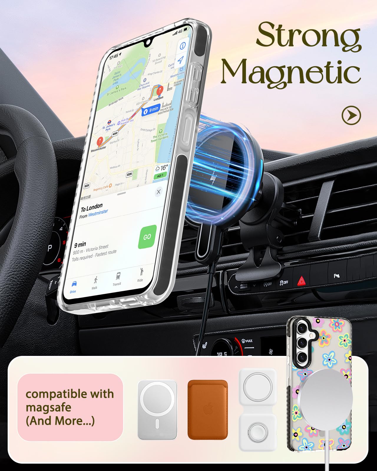 Lotadilo For Samsung Galaxy A15 5G Case For Women - Girls Cute Design Compatible With Magsafe Magnetic Ring Holder Stand Spring