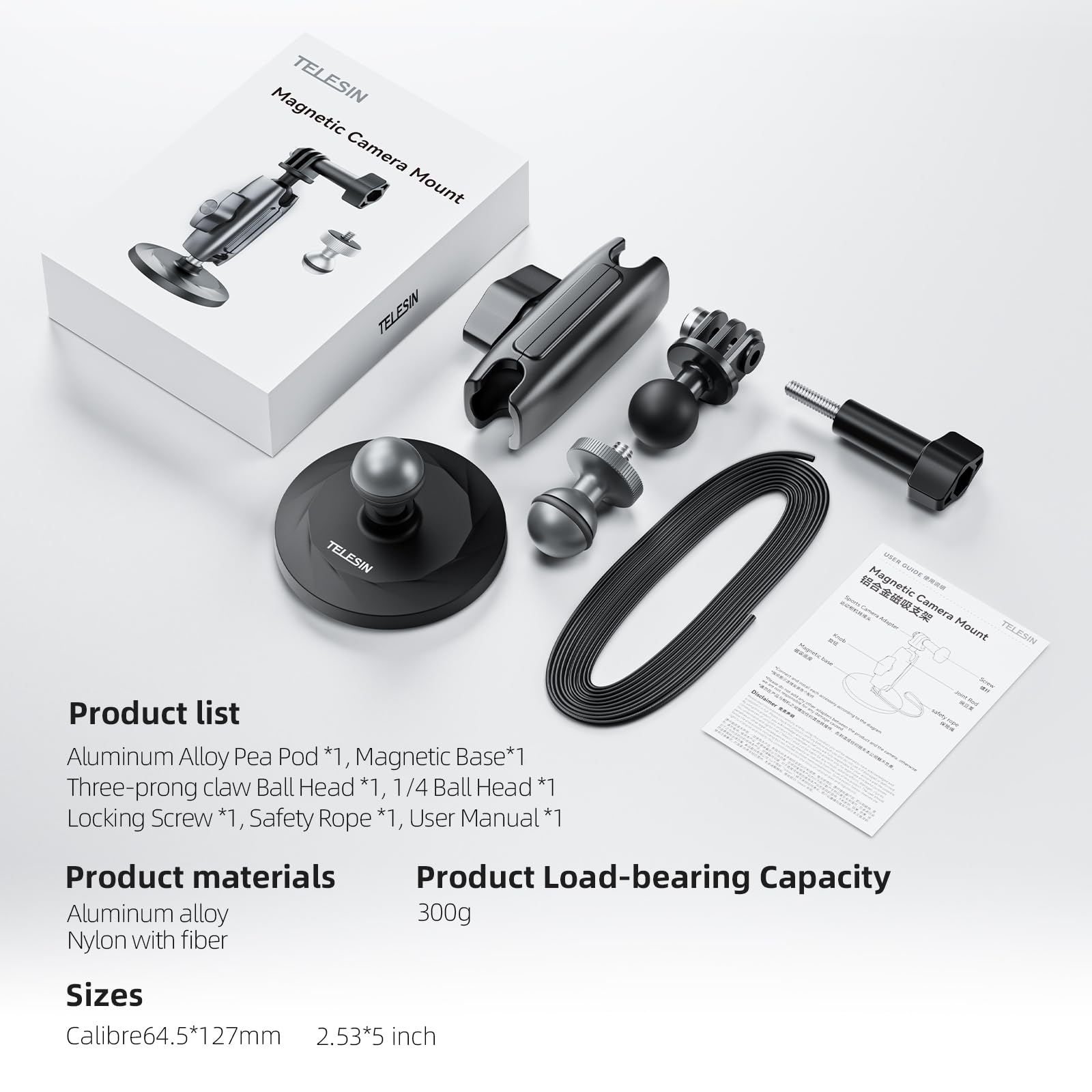Telesin Magnetic Mount Magnet Metal Mounts For Action Camera, 360 Quick Car Holder Attachment For Gopro Max Hero 13 12 11 10 9 8 7 6 Insta360 X3 X4 Go3 Dji Action 4 Osmo Pocket 3 Mounting Accessories
