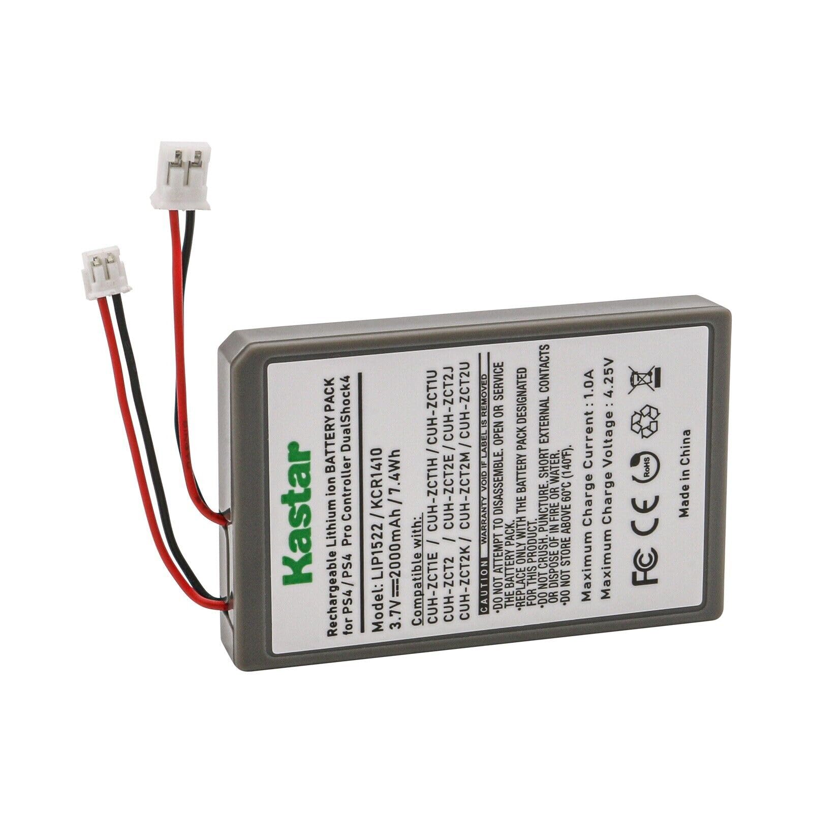 Kastar 1-Pack PS4 Battery Replacement for Sony LIP1522/KCR1410 Battery, Sony PlayStation CUH-ZCT1E CUH-ZCT1H CUH-ZCT1H/B CUH-ZCT