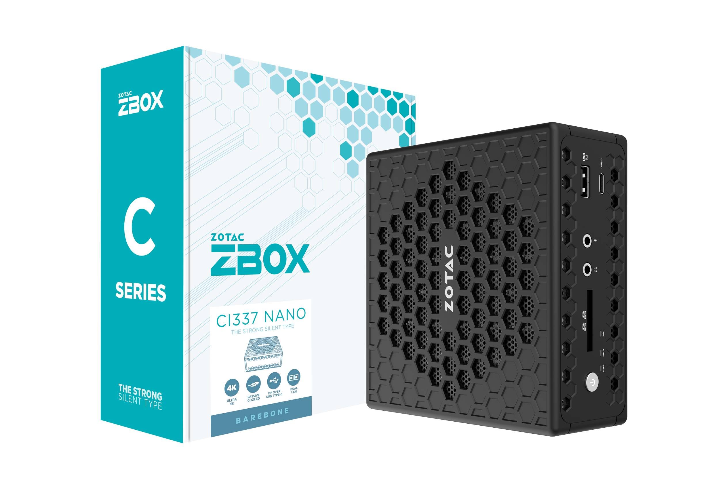 ZOTAC ZBOX CI337 Nano Fanless Silent Mini PC Intel Processor N100, Intel UHD Graphics, HDMI, DisplayPort, No Memory/Storage/OS B