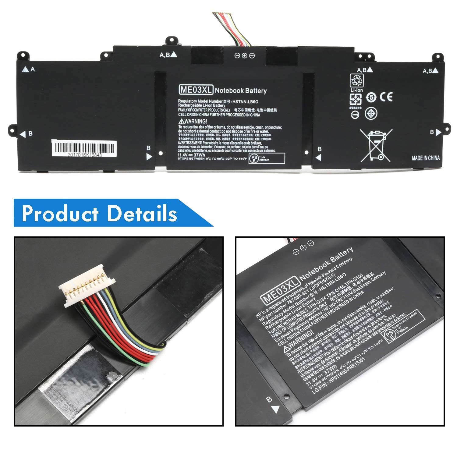 Natno Me03Xl Me03 Replacement Laptop Battery For Hp Stream 11 D 13 C Series 13 C110Nr 13 C002Dx 13 C010Nr 13 C014Tu 11 D010Nr 11