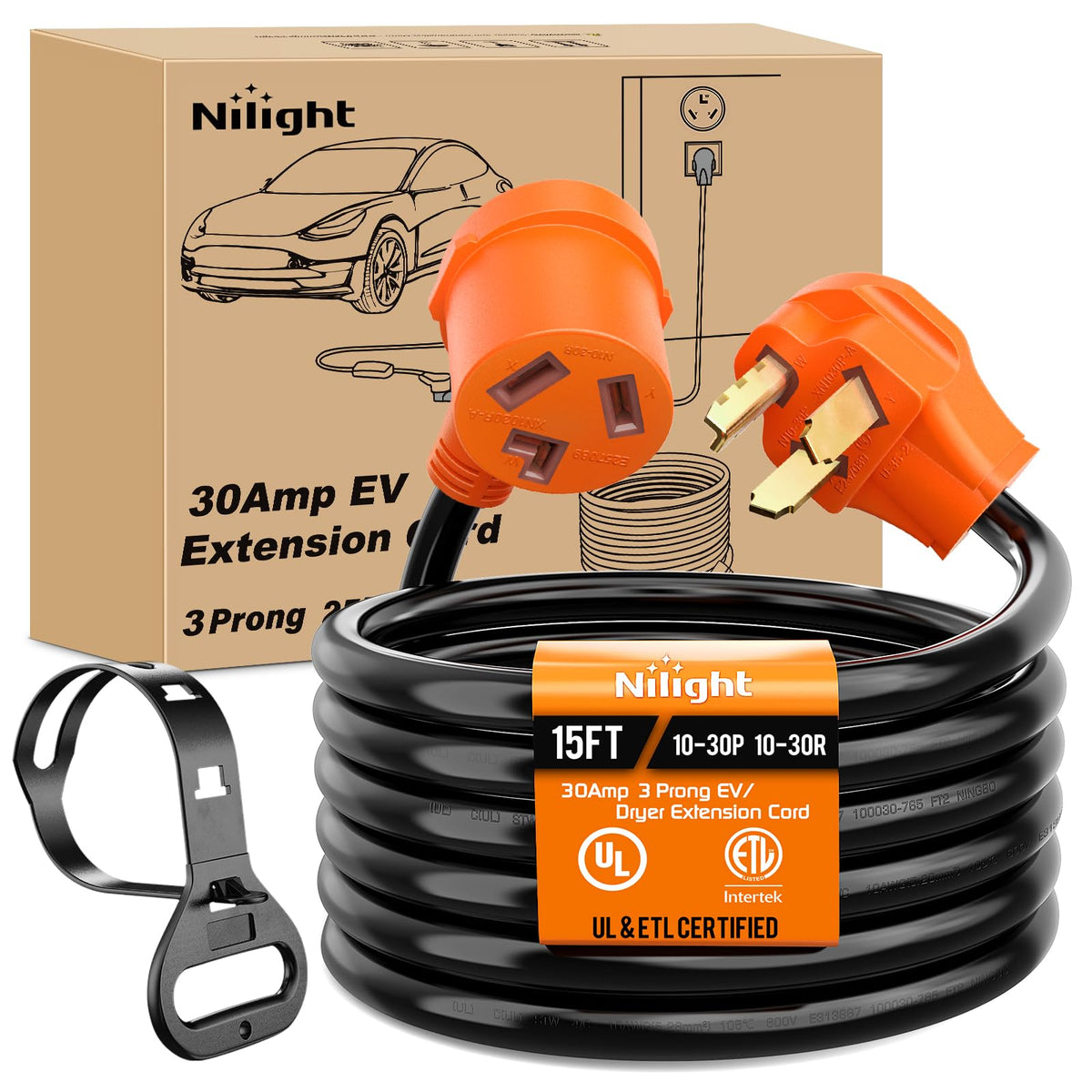 Nilight 15Ft Ev Dryer Extension Cord 3 Prong 30 Amp Nema 10 30P 10 30R Old Dryer Extension Cable Heavy Duty 10 Gauge Pure Copper