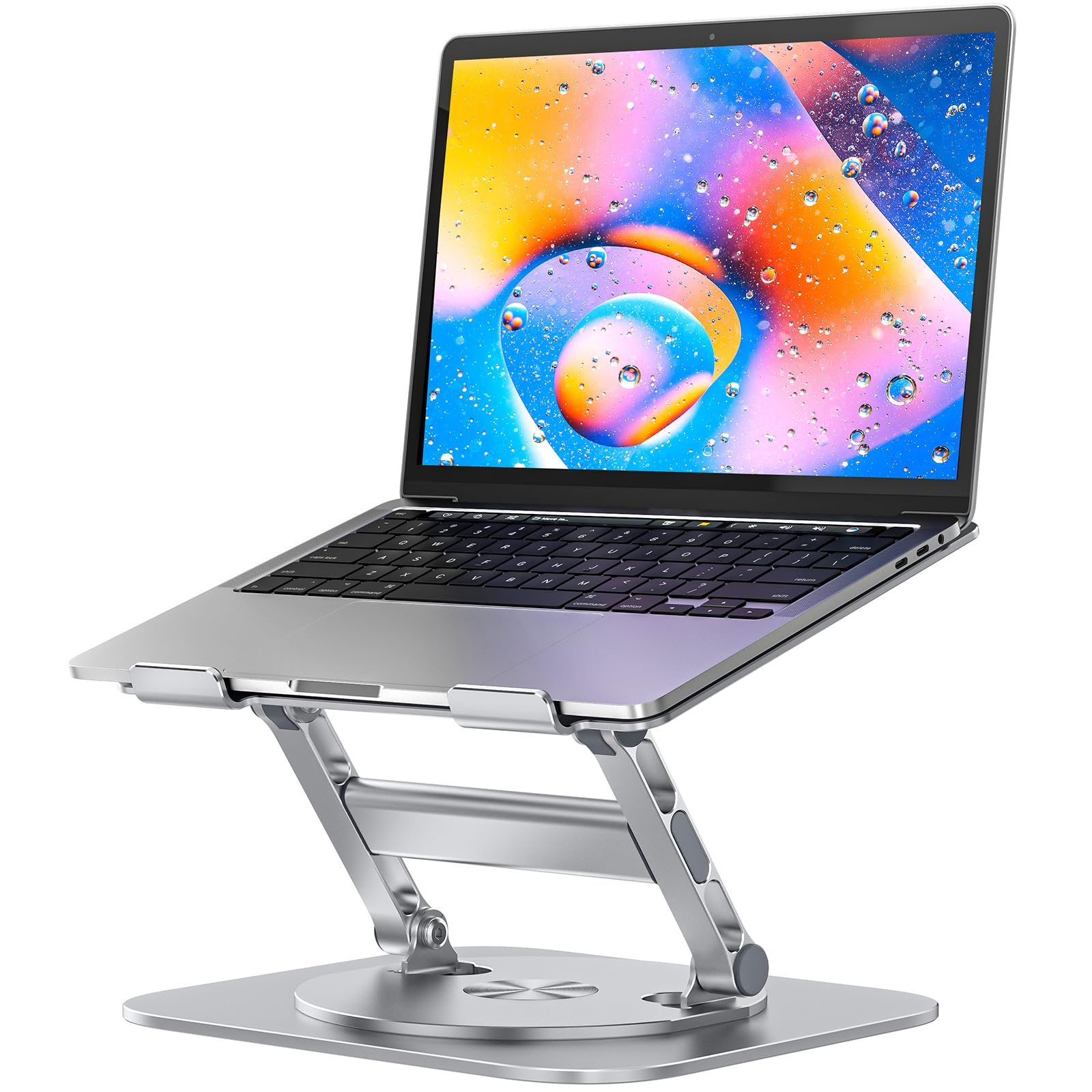 Mchose Laptop Stand For Desk, 360 Rotating Base Aluminum Computer Stand Ergonomic Laptop Riser Notebook Holder Fits Up To 17 Inc