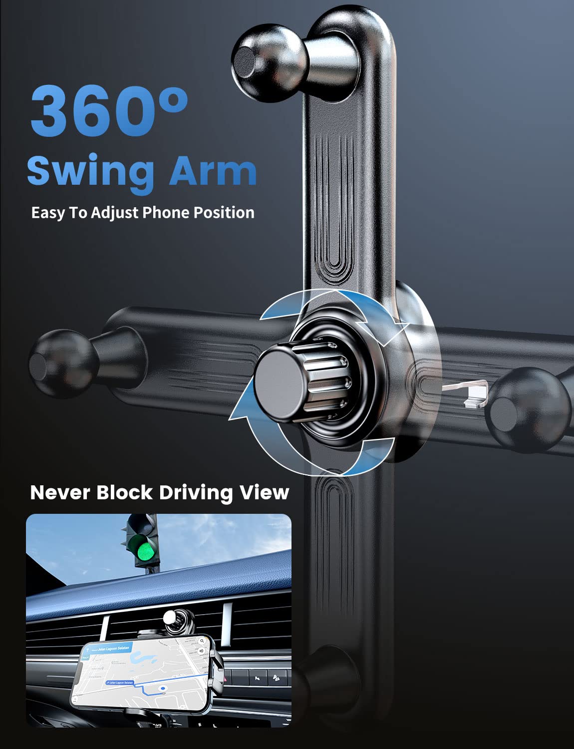 Esamcore Cell Phone Holder Car, Car Phone Holder Mount With [Never Blocking] Air Vent Clip Car Phone Holders For Iphone 15/14 /1