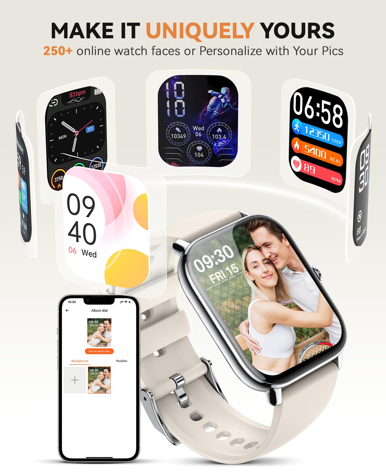 Smart Watch For Women Men- Answer/Make Call, 2025 Ip68 Waterproof Fitness Step Sleep Tracker Watch With Monitor Activity Counter