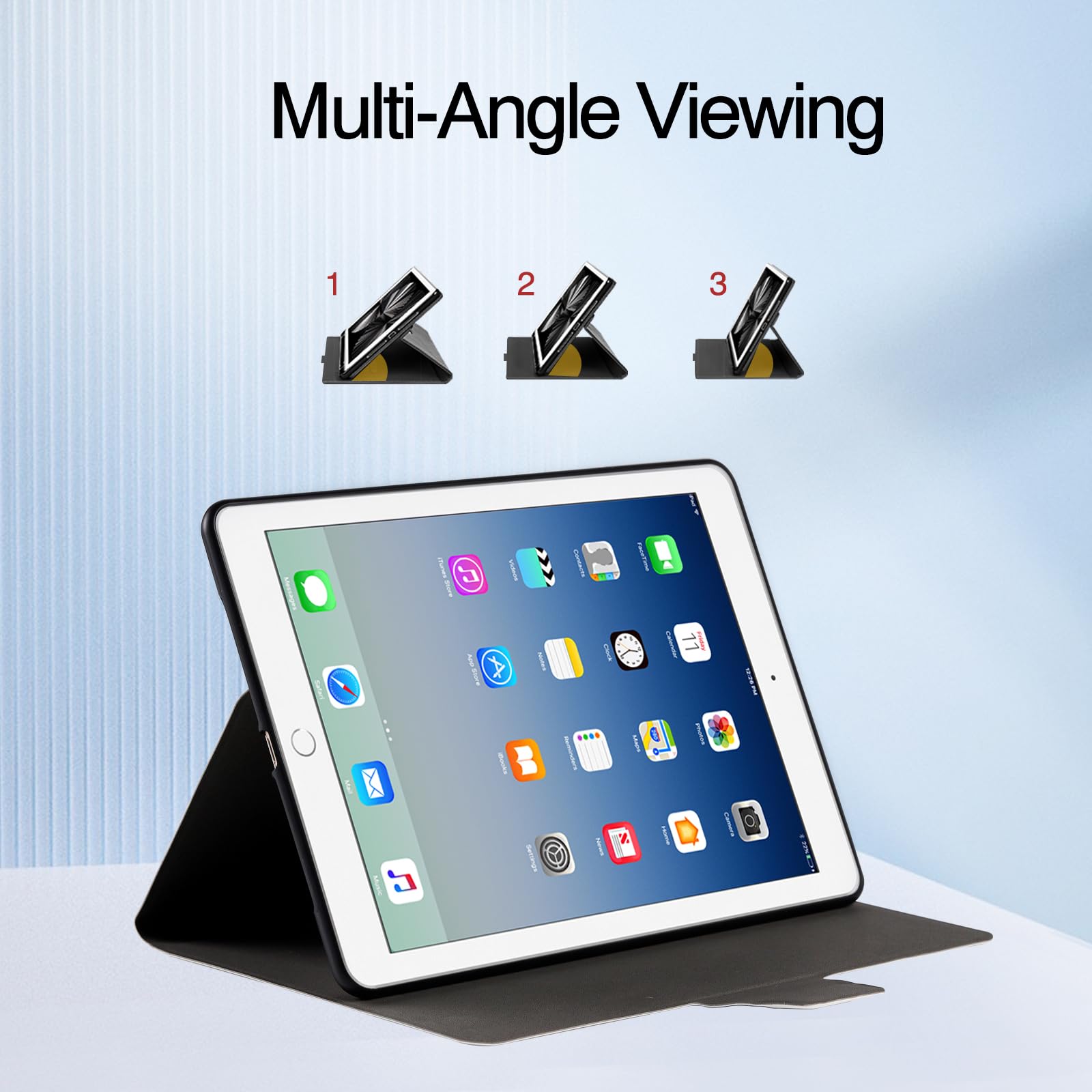 Anpredo 360 Rotating Case For Sixth/Fifth Generation 9.7 Inch With Auto Wake/Sleep, Magnetic Clasp, Multi Angle Viewing, Cases F