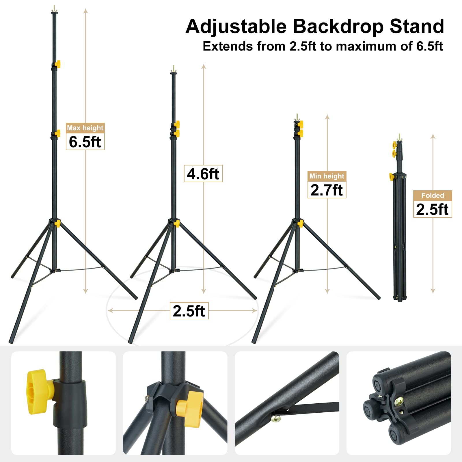 Linco Lincostore Backdrop Support Stand Kit 10X6.5Ft Adjustable Photography Studio Photo Background Support System With Carrying