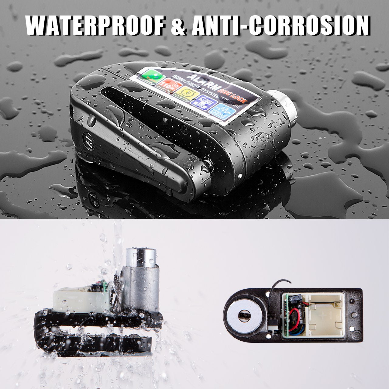 Dedc Motorcycle Disc Lock With Alarm, Anti Theft Security Brake Padlock Disc Lock For Motorcycles Bike Scooter (110 Db Alarm Sou