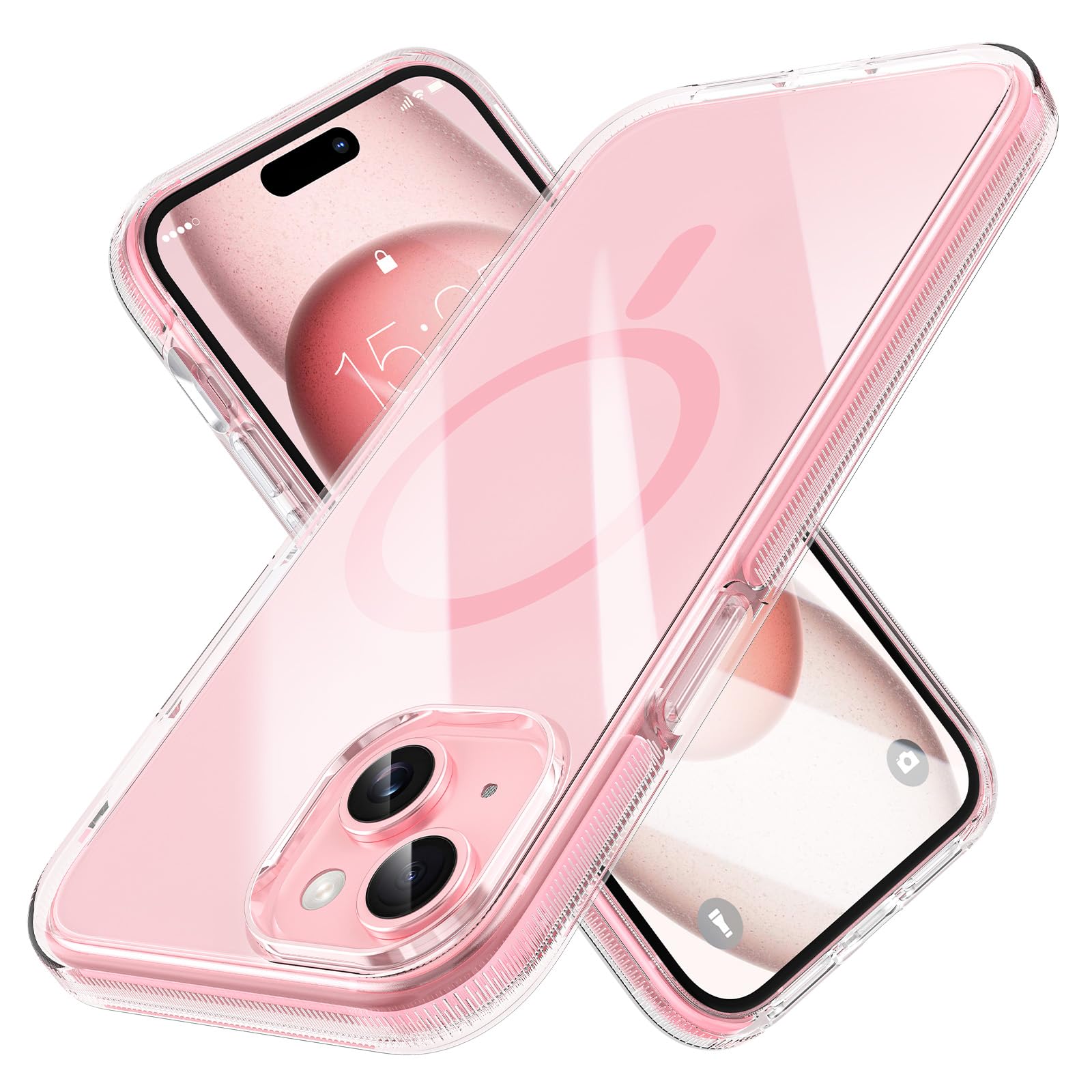 MILPROX Compatible with iPhone 15 Case - with Screen Protector - Compatible with MagSafe - Magnetic Clear Trasparent Design - No