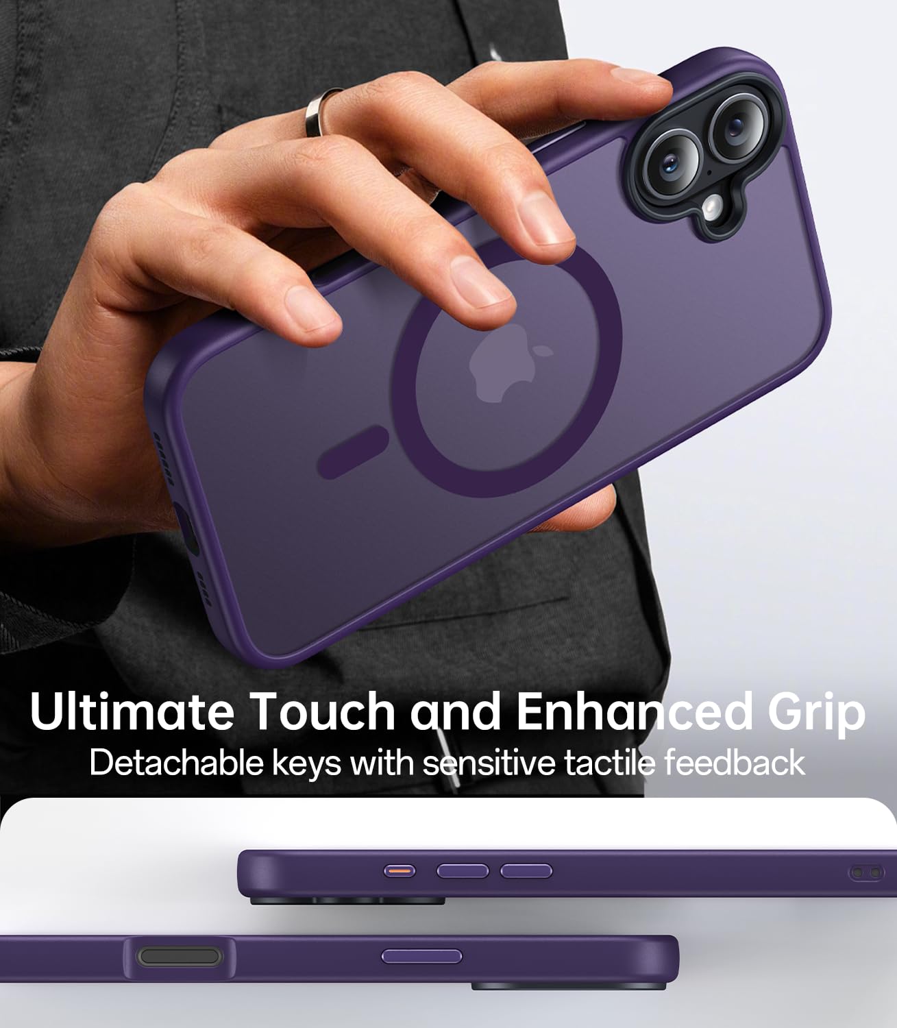 Meifigno Designed For Iphone 16 Plus Case, Compatible With Magsafe, Military Grade Protection, Translucent Matte Back With Soft