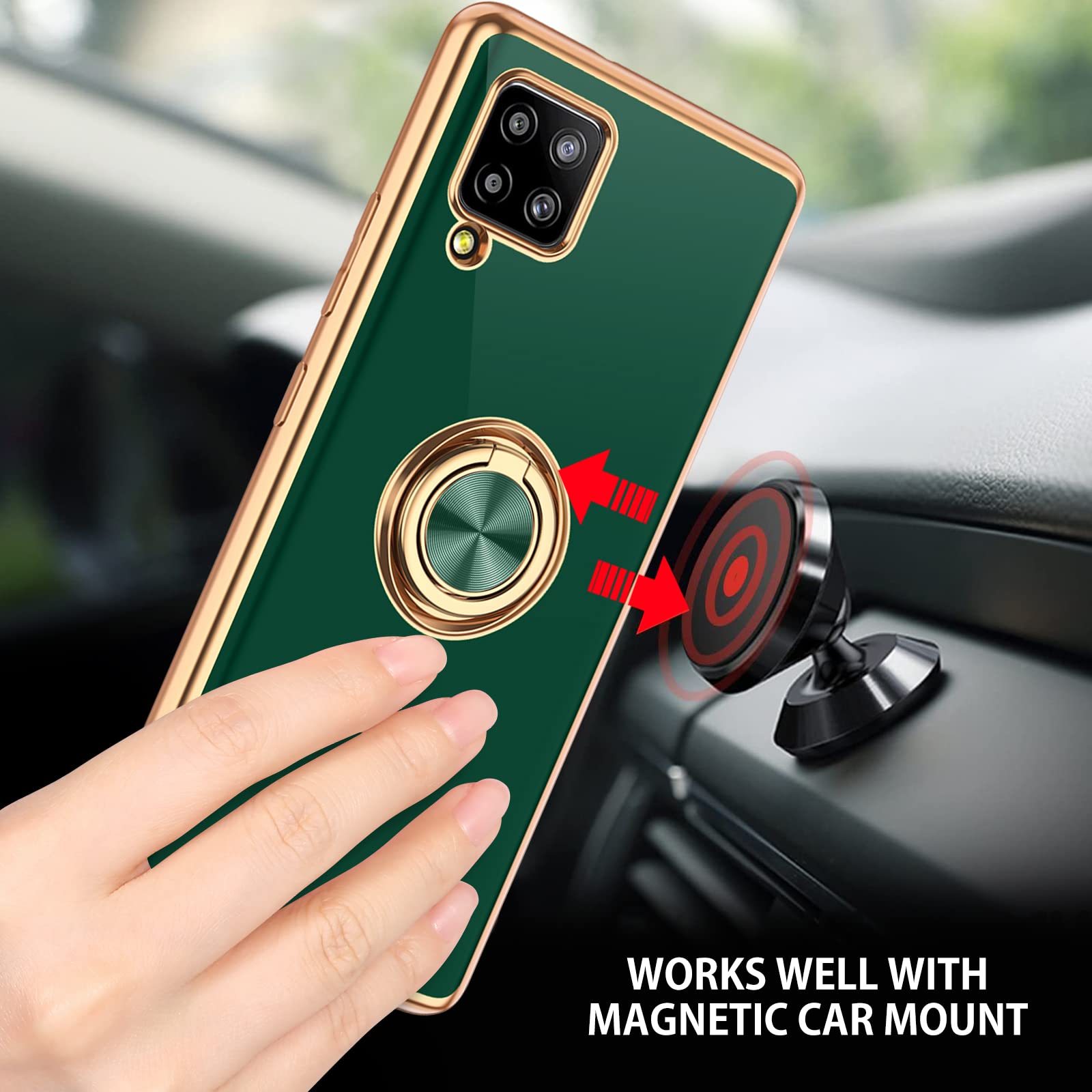 Duedue Samsung Galaxy A42 Case With Ring Holder Kickstand 360 Degree Rotation Magnetic Car Finger Soft Tpu Slim Cover Shockproof
