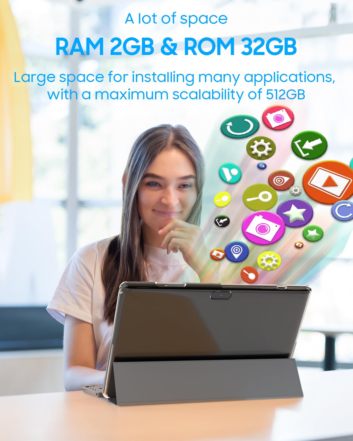 Tablet 2 In 1 Android 12 Tablets With Keyboard 10 Inch Tabletas, Include Mouse Stylus Case Tempered Film, 6000Mah Tablet 4Gb+32G