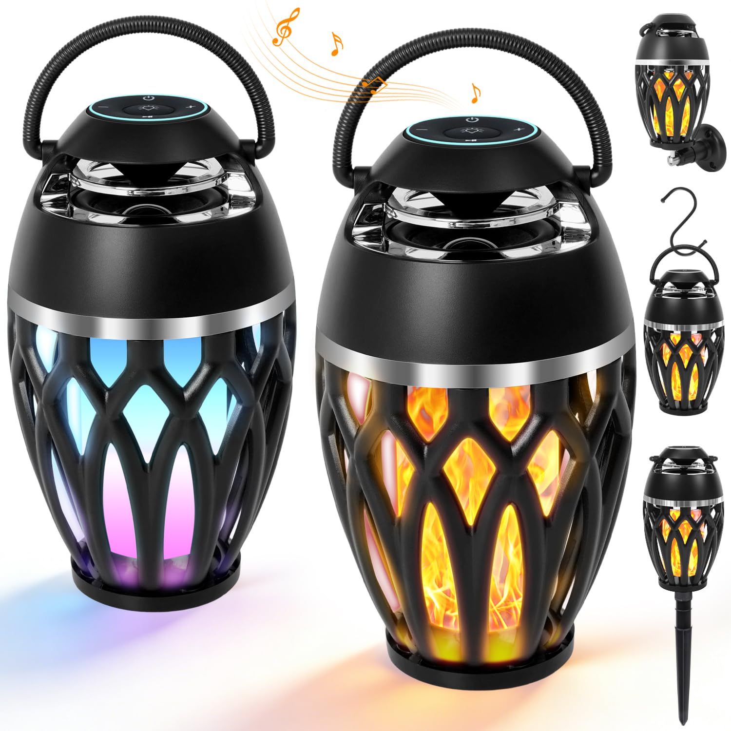 2 Pack Outdoor Speakers with Lights, Mens Gifts for Birthday, IPX6 Waterproof Portable Bluetooth Speaker, HD Stereo Sound Wirele