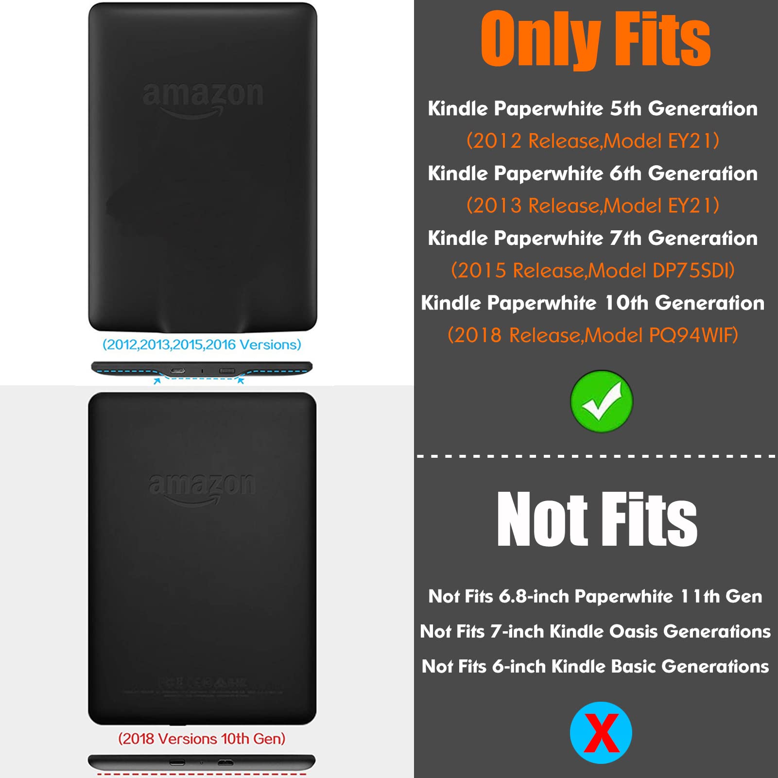 Bozhuorui Stand Case For Older Kindle Paperwhite 5Th/6Th/7Th/10Th Generation (2012 2018 Release)   Premium Pu Leather Sleeve Cov