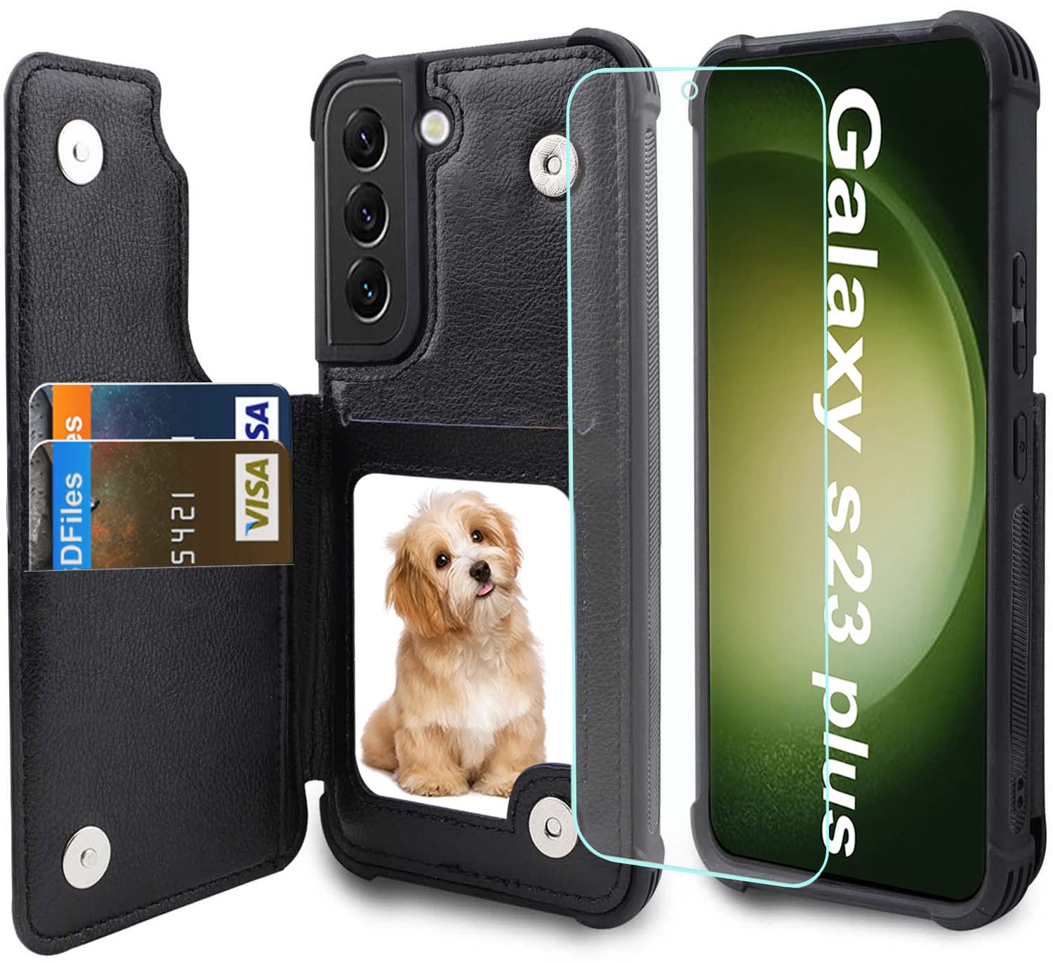 Vanavagy Wallet Case Compatible For Galaxy S23+ Plus For Women Men,Pu Leather Flip Folio Phone Cover Fits Magnetic Car Mount Wit