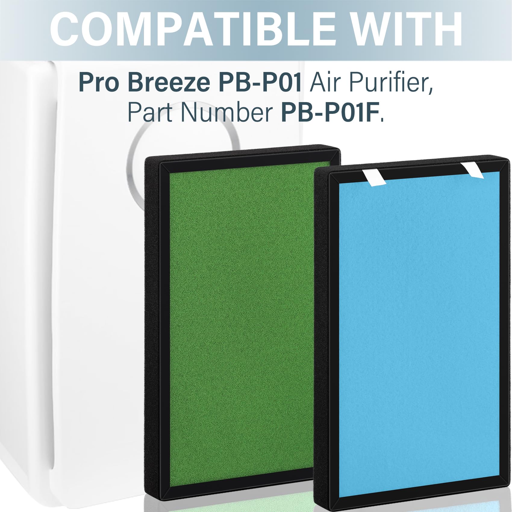 4 In 1 H13 True Hepa Replacement Filter For Pro Breeze Air Purifier Pb P01, 1 Pack.