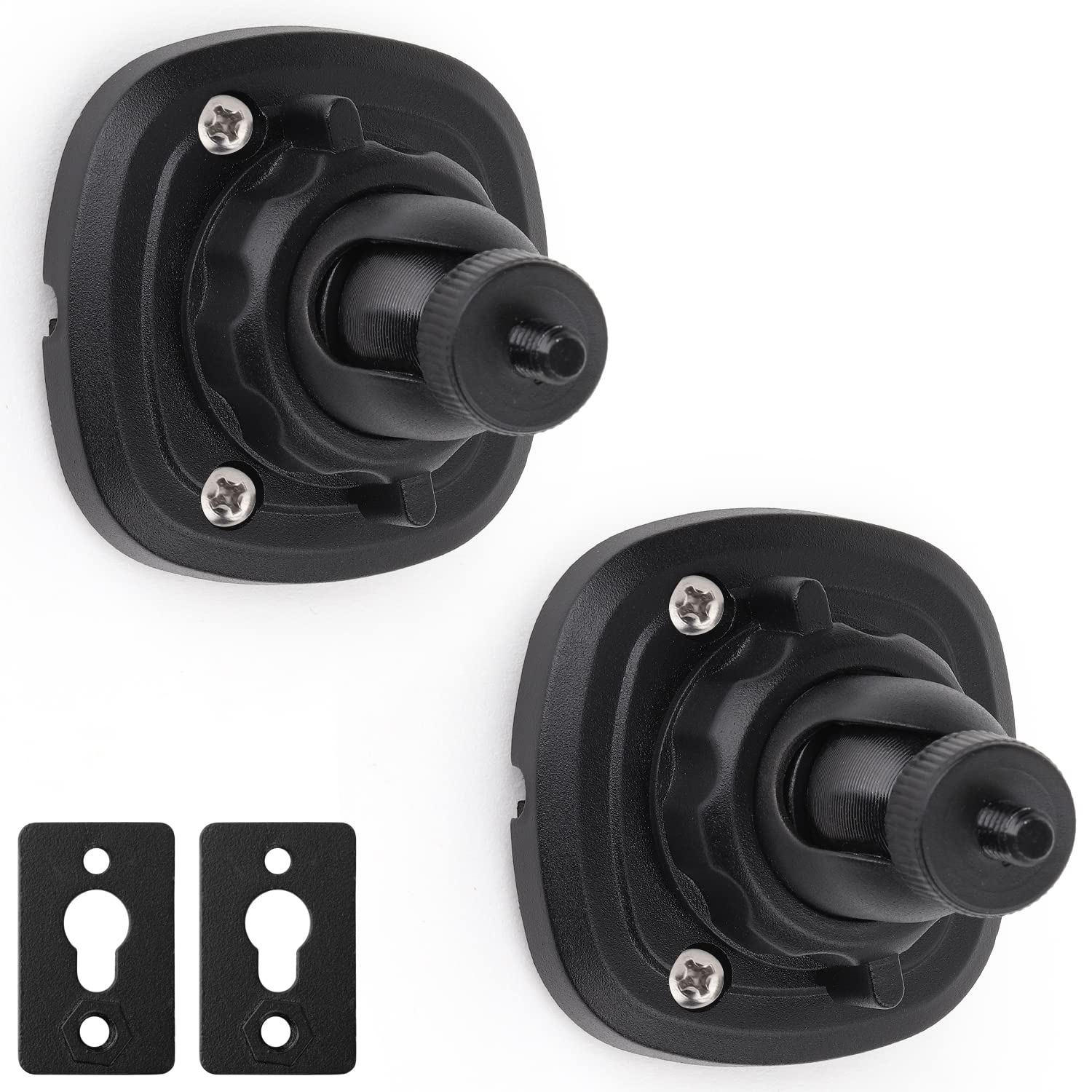 Mippko 2 Pack Speaker Wall Mount Holder For Standard 1/4' 20 Threaded Screw Hole,360� Adjustment Aluminum Alloy Mount,Black