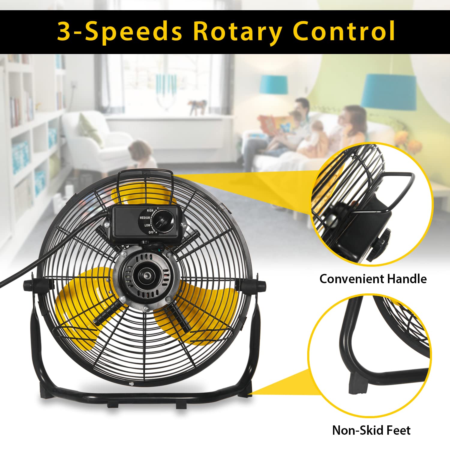 Ventisol 12 Inch 1560 Cfm High Velocity Heavy Duty Floor Fan With 3 Powerful Speeds,Portable Metal Fan,180Tilting Quiet Shop Fan