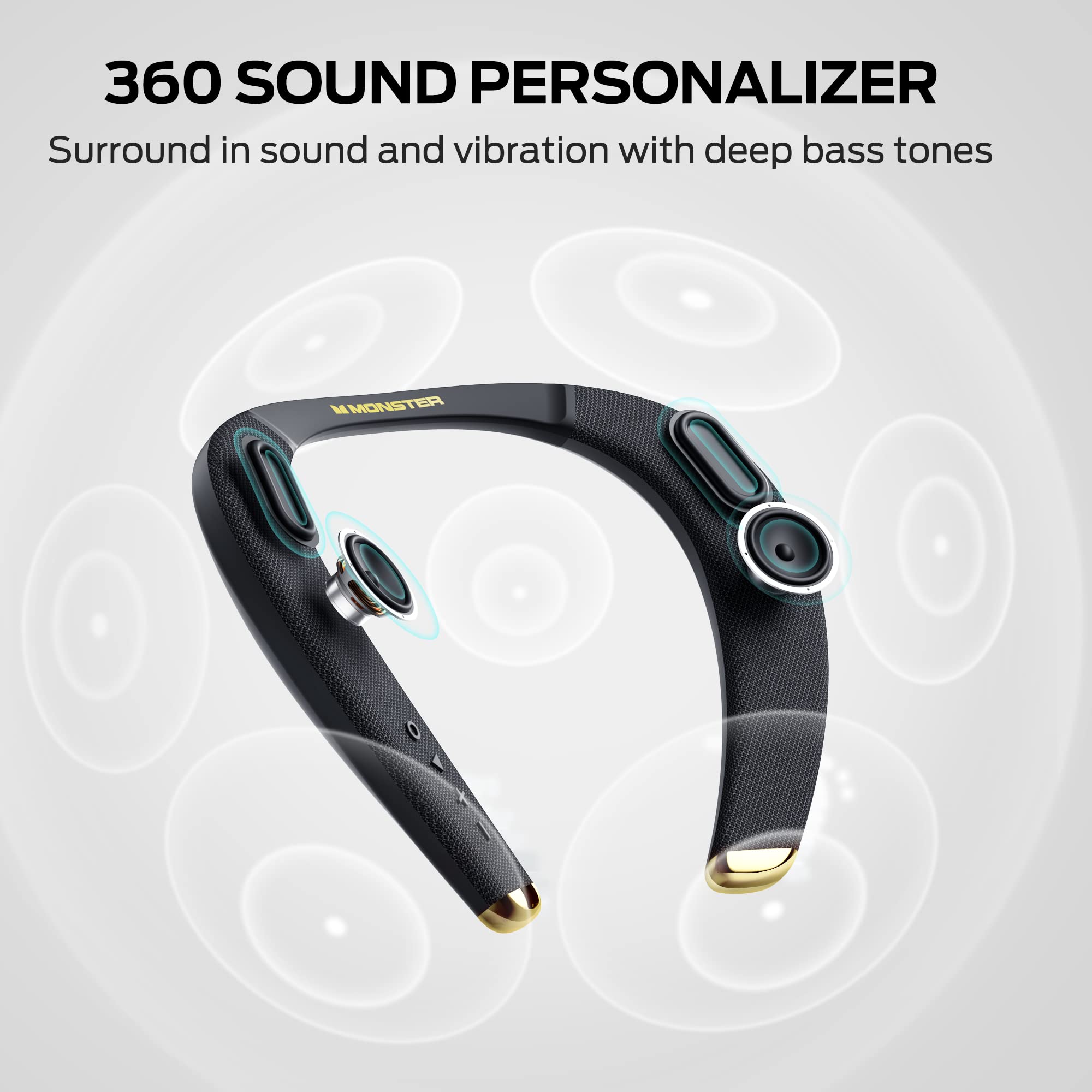 Monster Boomerang Petite Neckband Bluetooth Speakers, Neck Speaker With 15H Playtime, Aptx High Fidelity 3D Stereo Sound, Low La