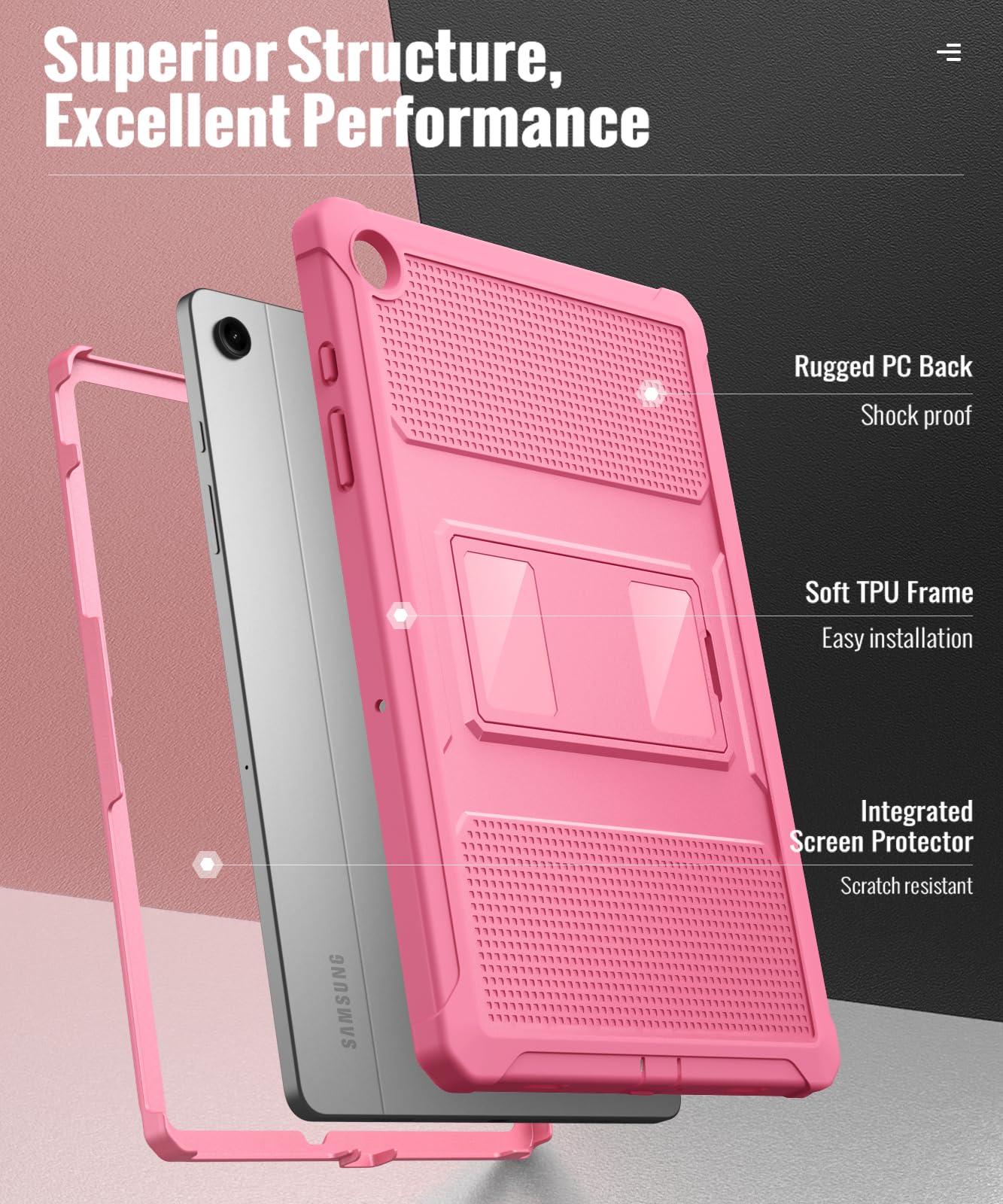 MoKo Case Fit Galaxy Tab A9 Plus 11 Inch 2023 (SM X210/X216/X218), Shockproof Full Body Rugged Stand Back Cover Built in Screen Protector Fit Galaxy Tab A9+ 11' 2023, Conch Shell