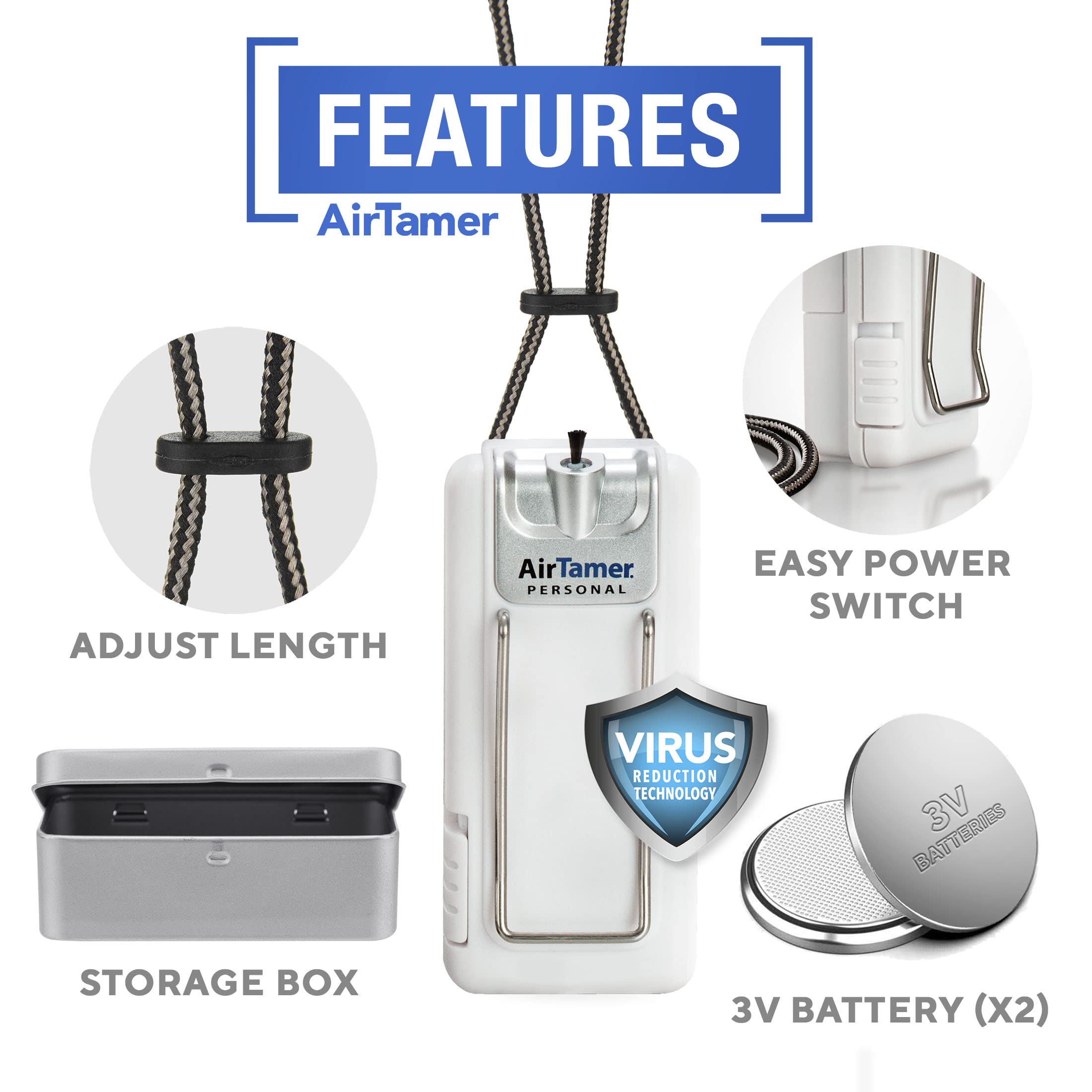 Airtamer A302 | Small Personal And Portable Air Purifier | Lithium Battery Operated | New Electrostatic Purification Technology,