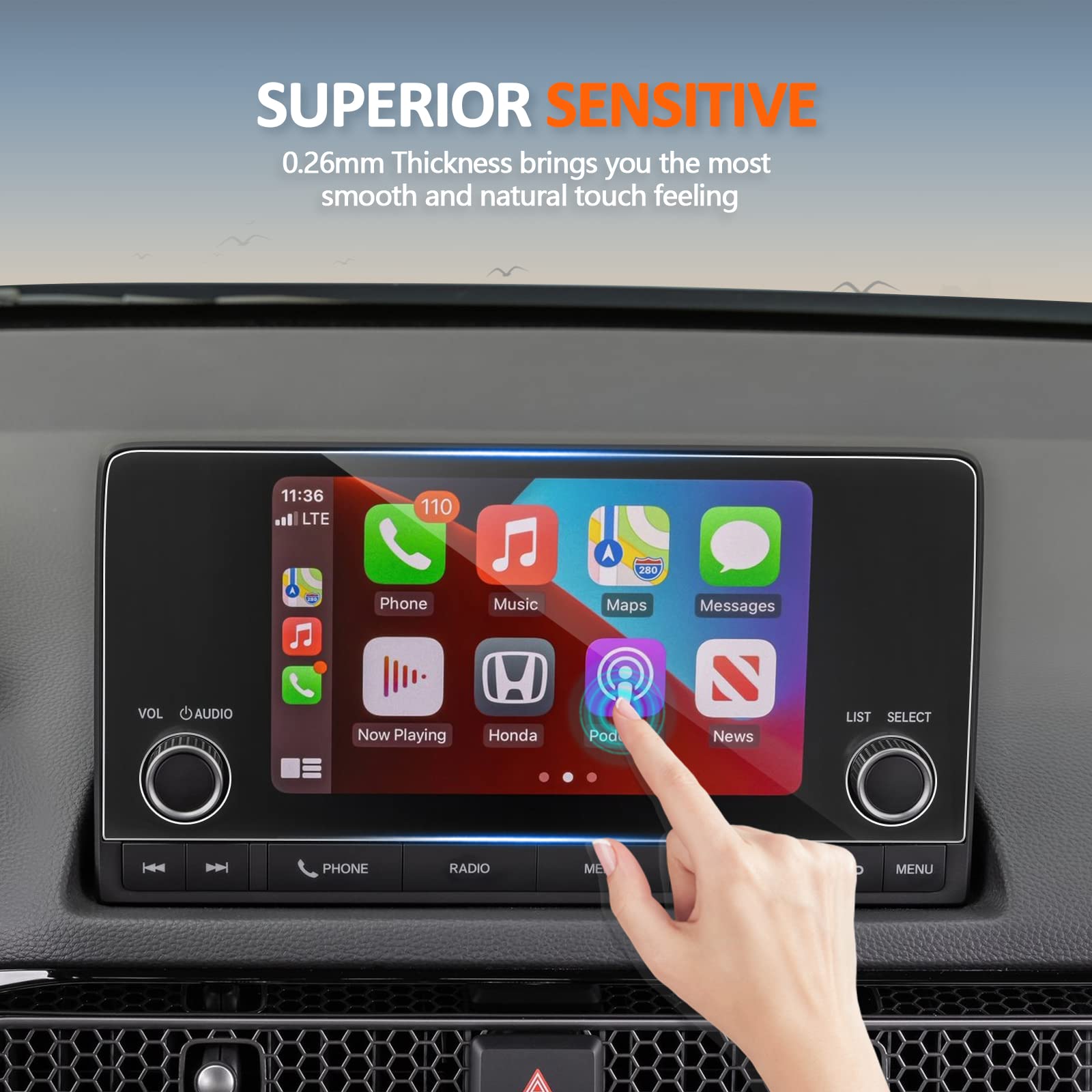 Cdefg Tempered Glass Screen Protector For 2022 2023 2024 Honda (Civic Sport Ex Lx) / 2023 2024 (Hr V Hrv Sport Lx) /2023 2024 ( Cr V Ex Sport Hybrid ) 7' Touch Screen, 2023+ Accessories Navigation