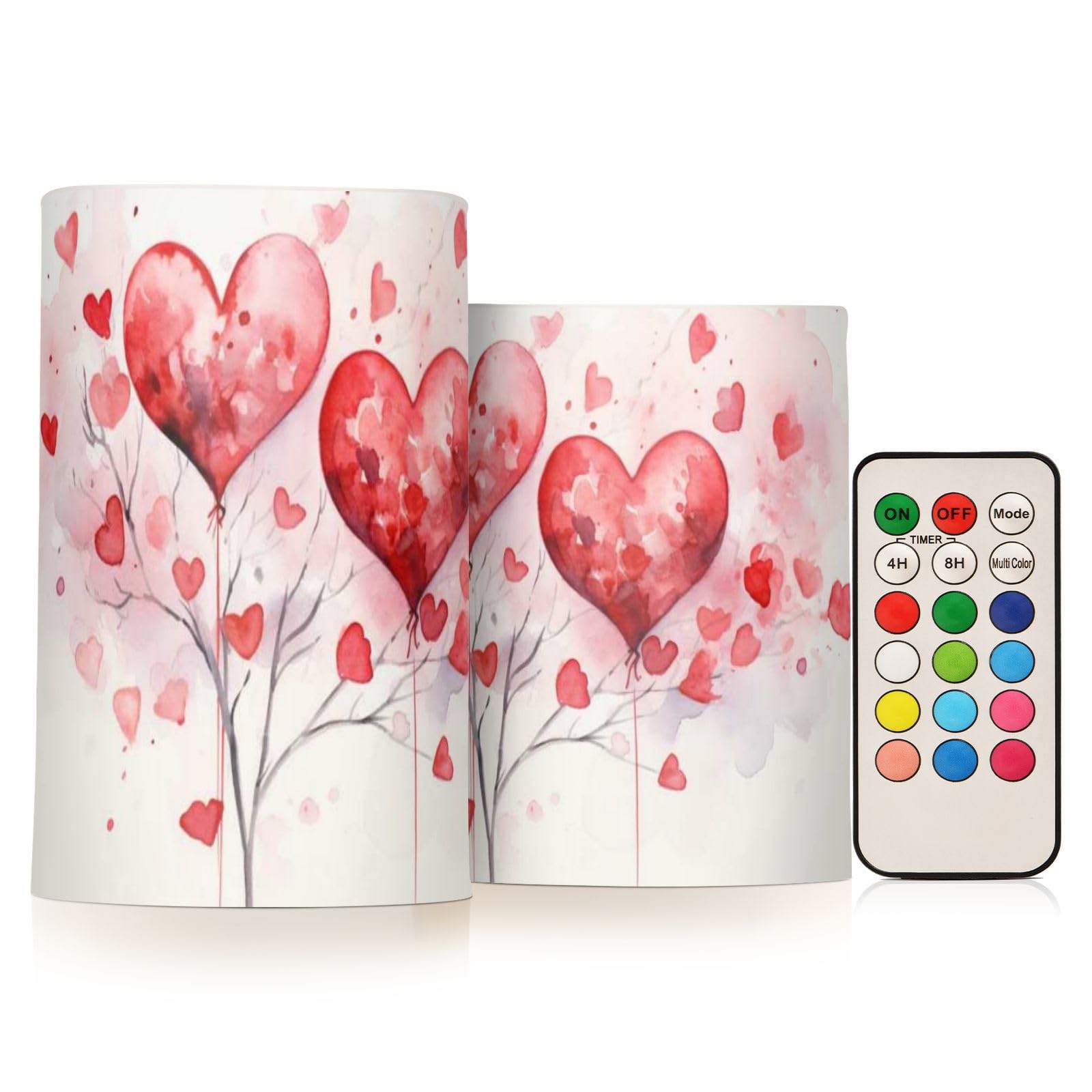 ALAZA Pink Hearts Flickering Flameless Candles Battery Operated with Remote Timer,Tea Light Candles LED Pillar Votive Candles Se