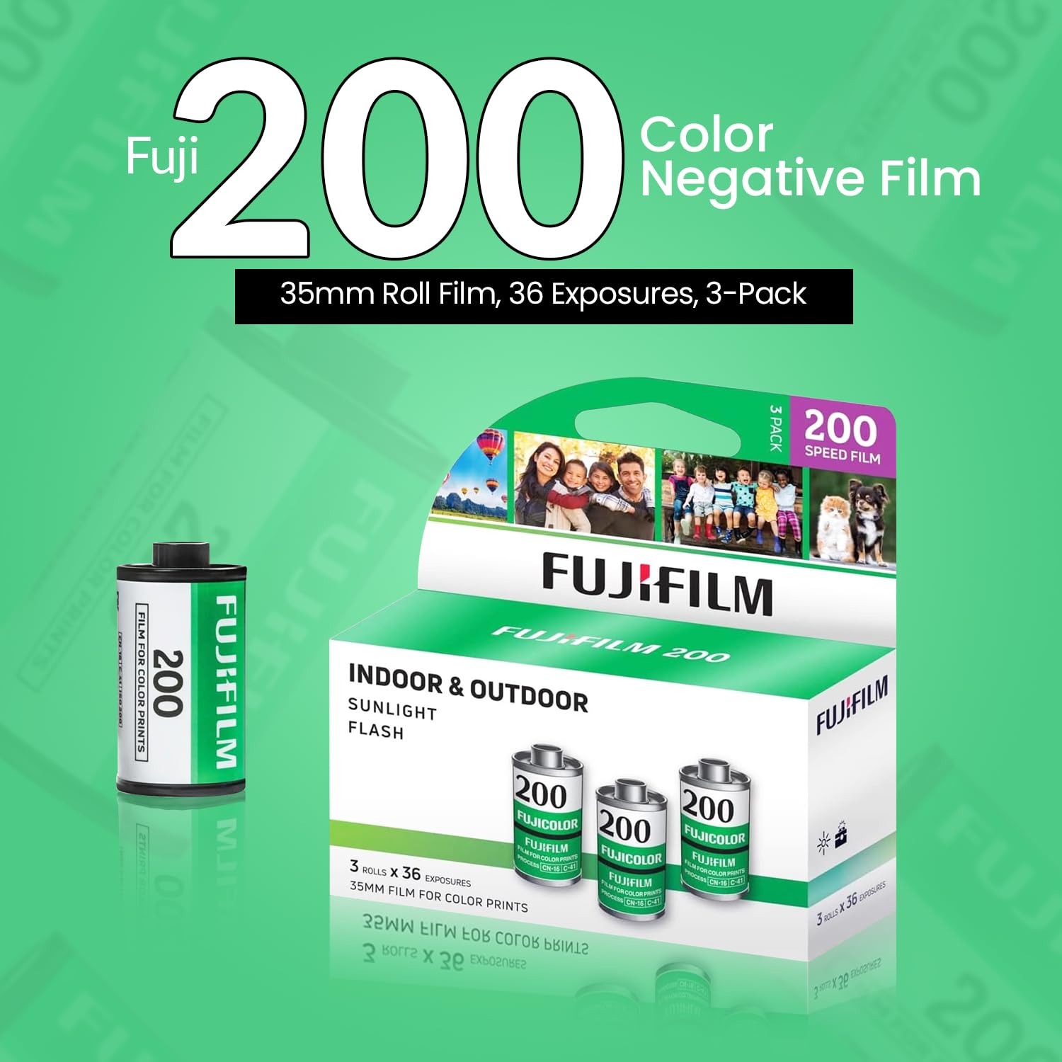 Fujifilm 200 Color Negative Film (35Mm Roll Film, 36 Exposures, 3 Pack) + Bluebirdsales Microfiber Cleaning Cloth Bundle