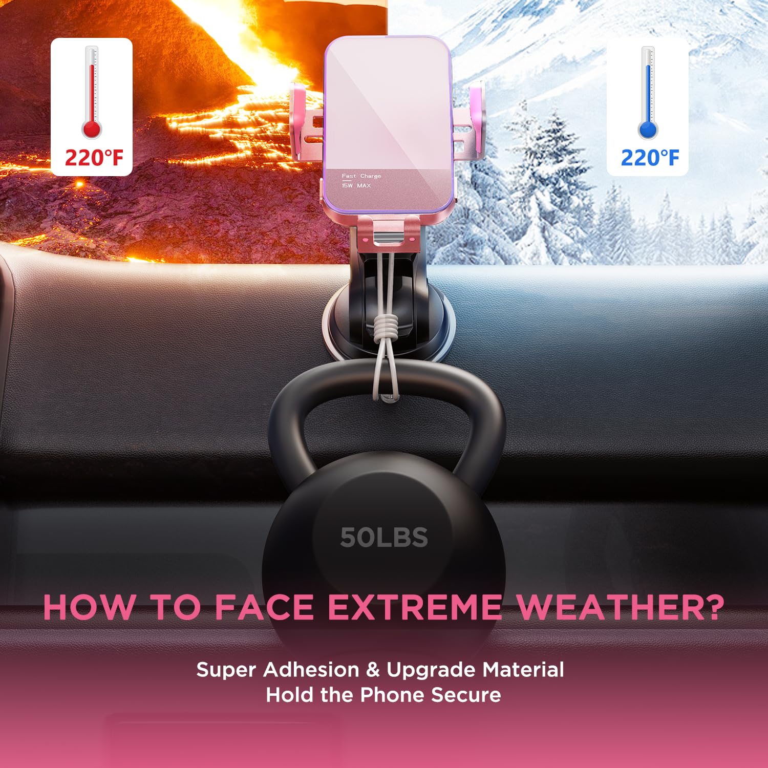 Wireless Car Charger,?7 Colored Led Backlit? 15W Auto Clamping Car Charger Phone Mount Holder Fit For Iphone 14 13 12 Mini Pro M