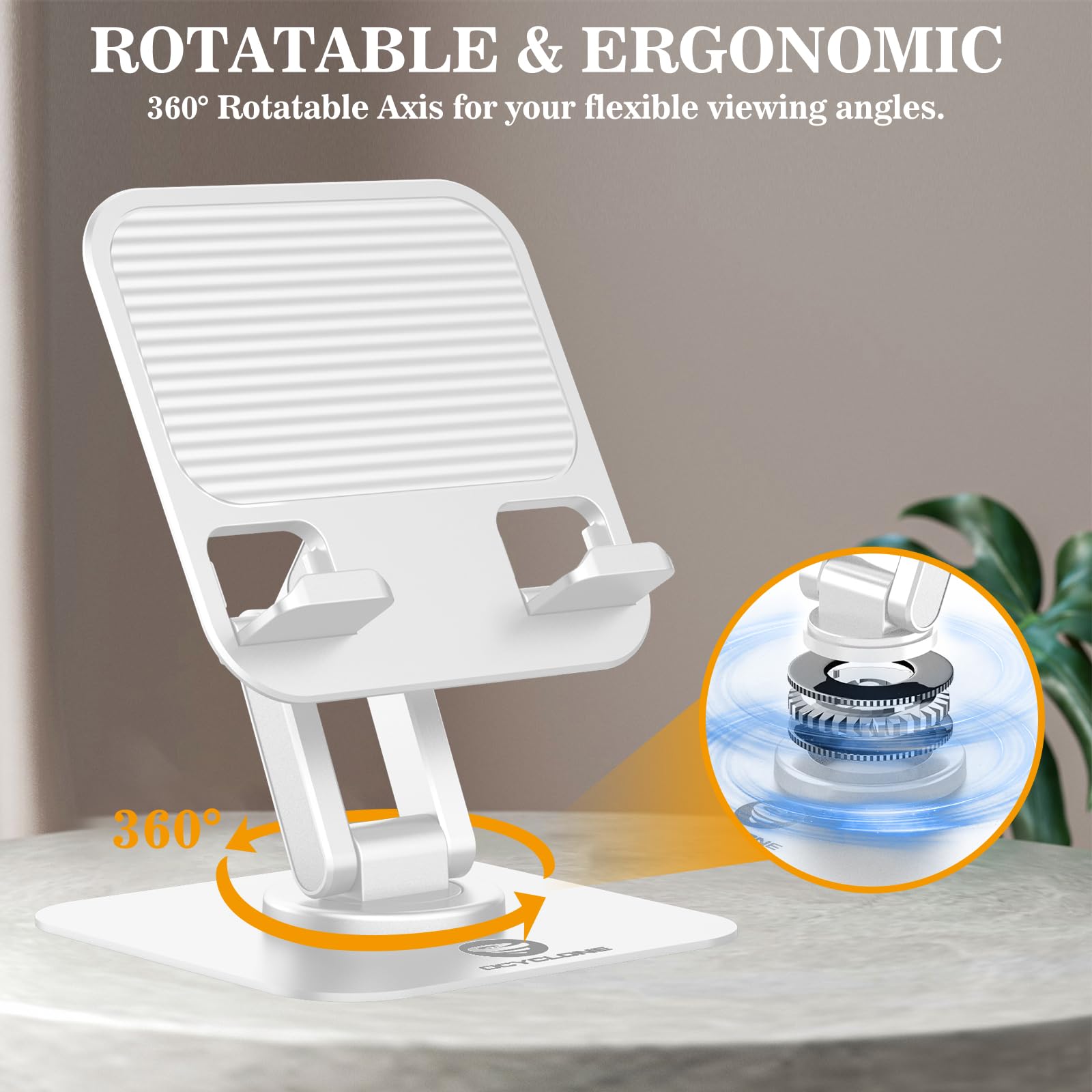 Ocyclone For Ipad Stand For Desk 360 Rotating Adjustable Portable Monitor Tablet Holder, White
