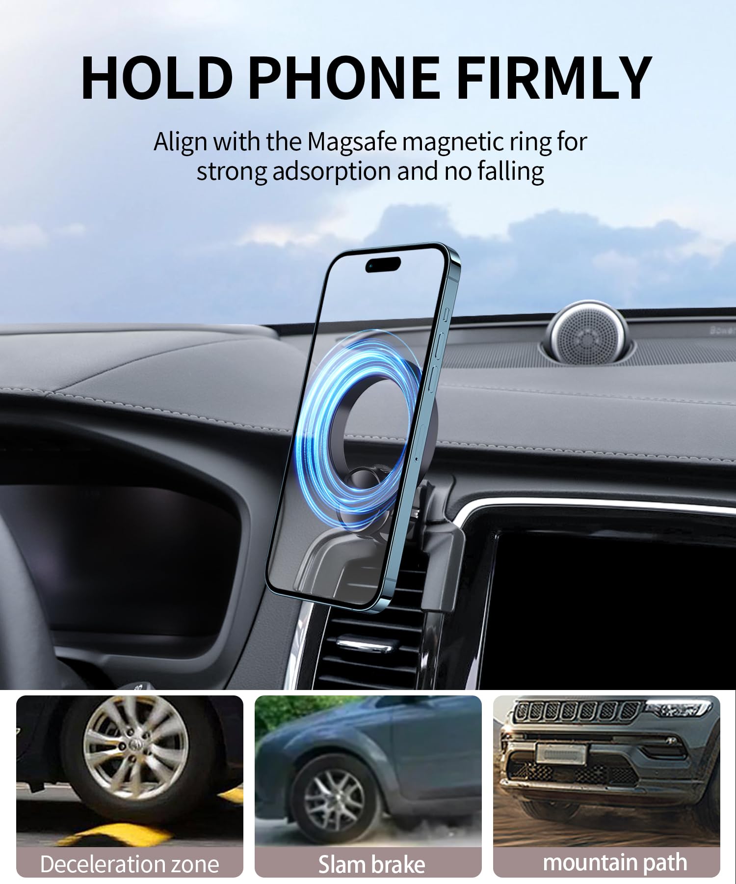 Maserweller Car Phone Holder For 2016-2025 Volvo Xc90 Accessories, 360 Rotation Phone Mount Compatible With Magsafe, Cell Phone